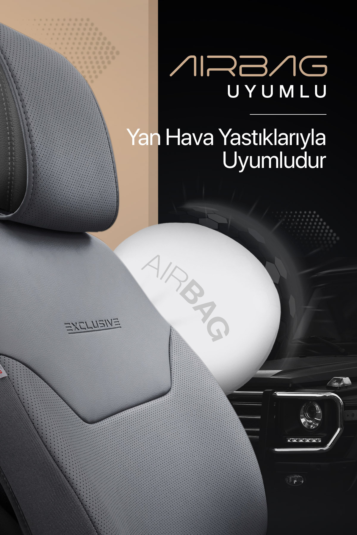 Otom Exclusive Koruyucu Oto Koltuk Minderi Premium Deri Füme fotoğrafı 3 (önizleme)
