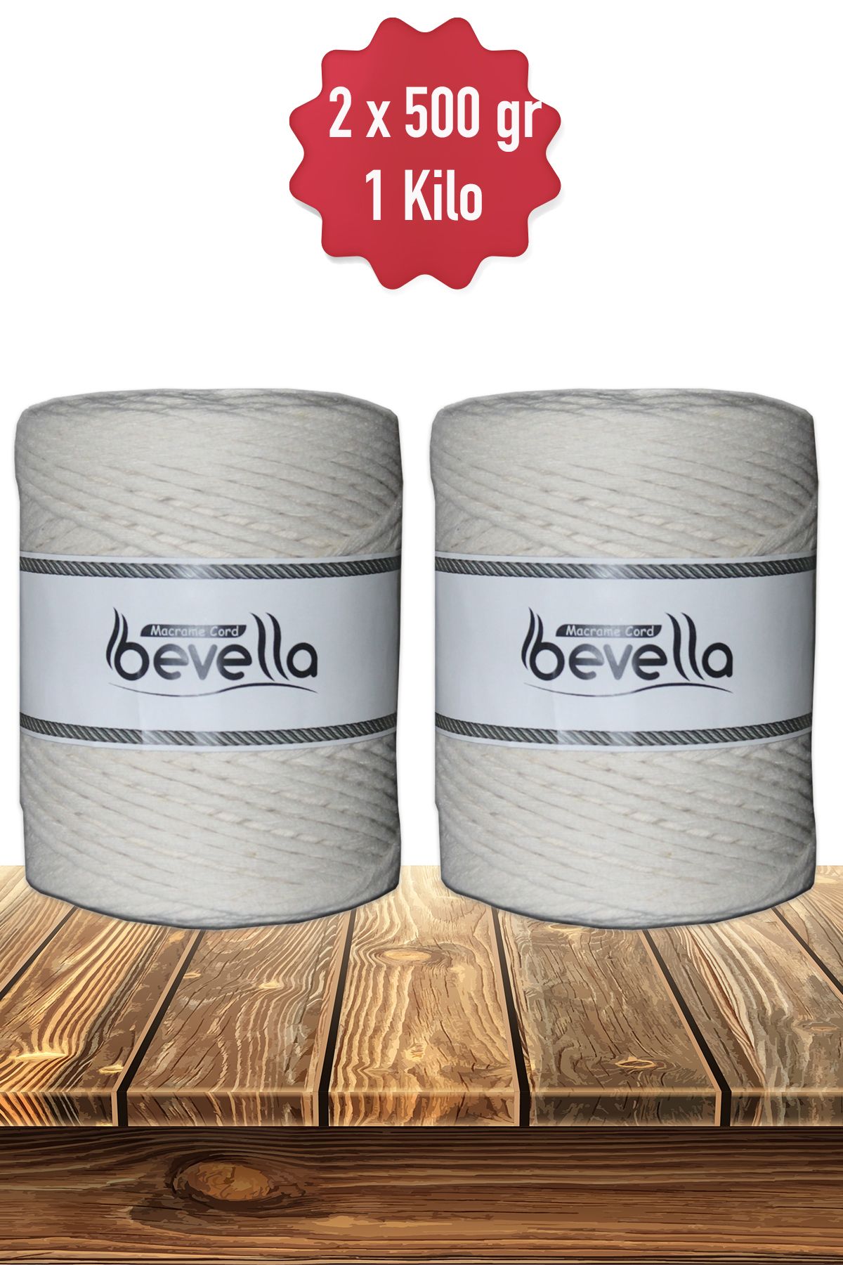 Bevella Macrame Cord-Ecru Taranan 3 mm Macrame Thread 2 x 500 Gr Taranable One Kilo 2