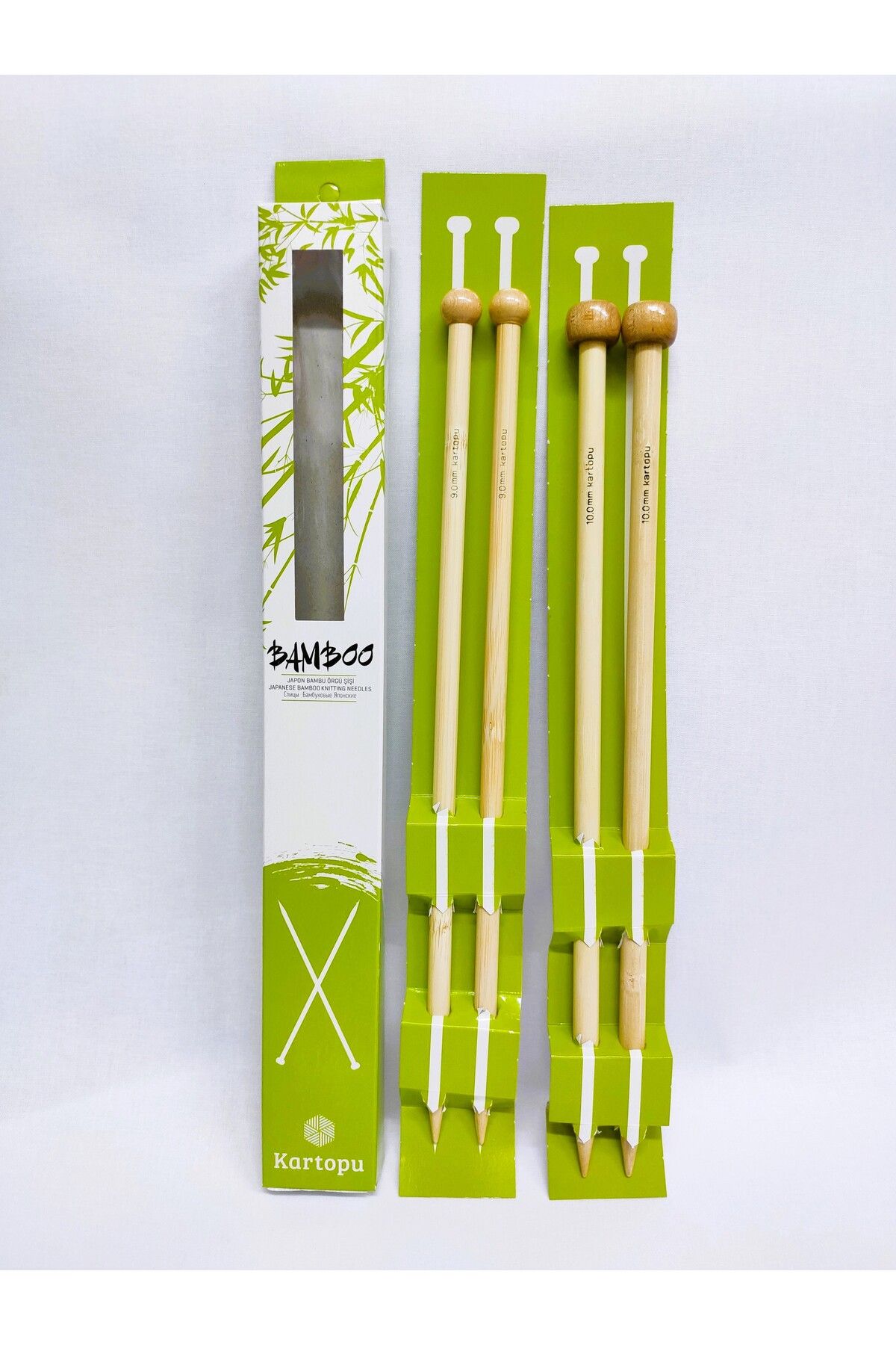ATMACA TUHAFİYE Set De 2 Ace De Bambus Japoneze Kartopu 9-10 Numere Ace De Tricotat Din Lemn De Bambus - 5-9.9mm