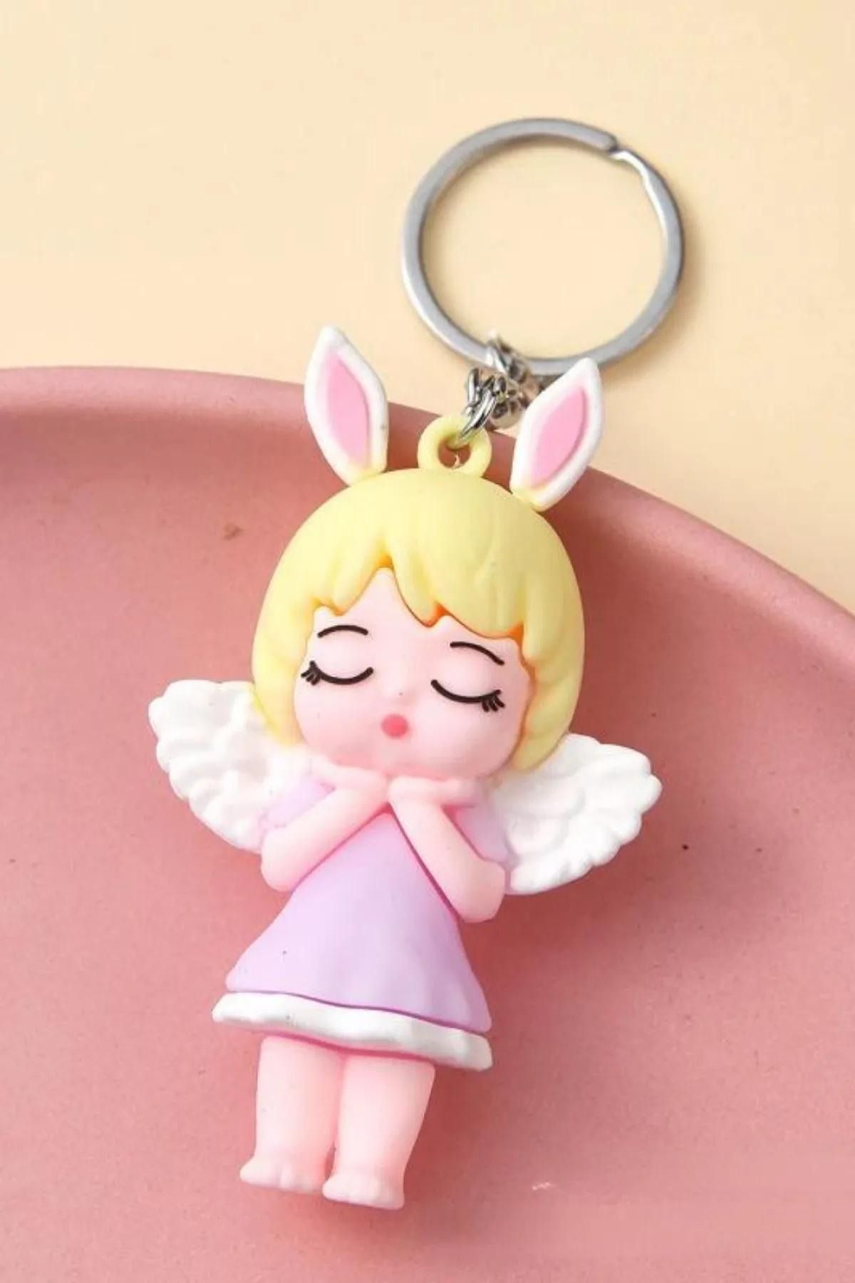 Yeni1Trend-Angel Baby Girl Cartoon Cute Figure 3d Silicone Keychain Bag And Wallet Ornament Accessory 1 Piece 4