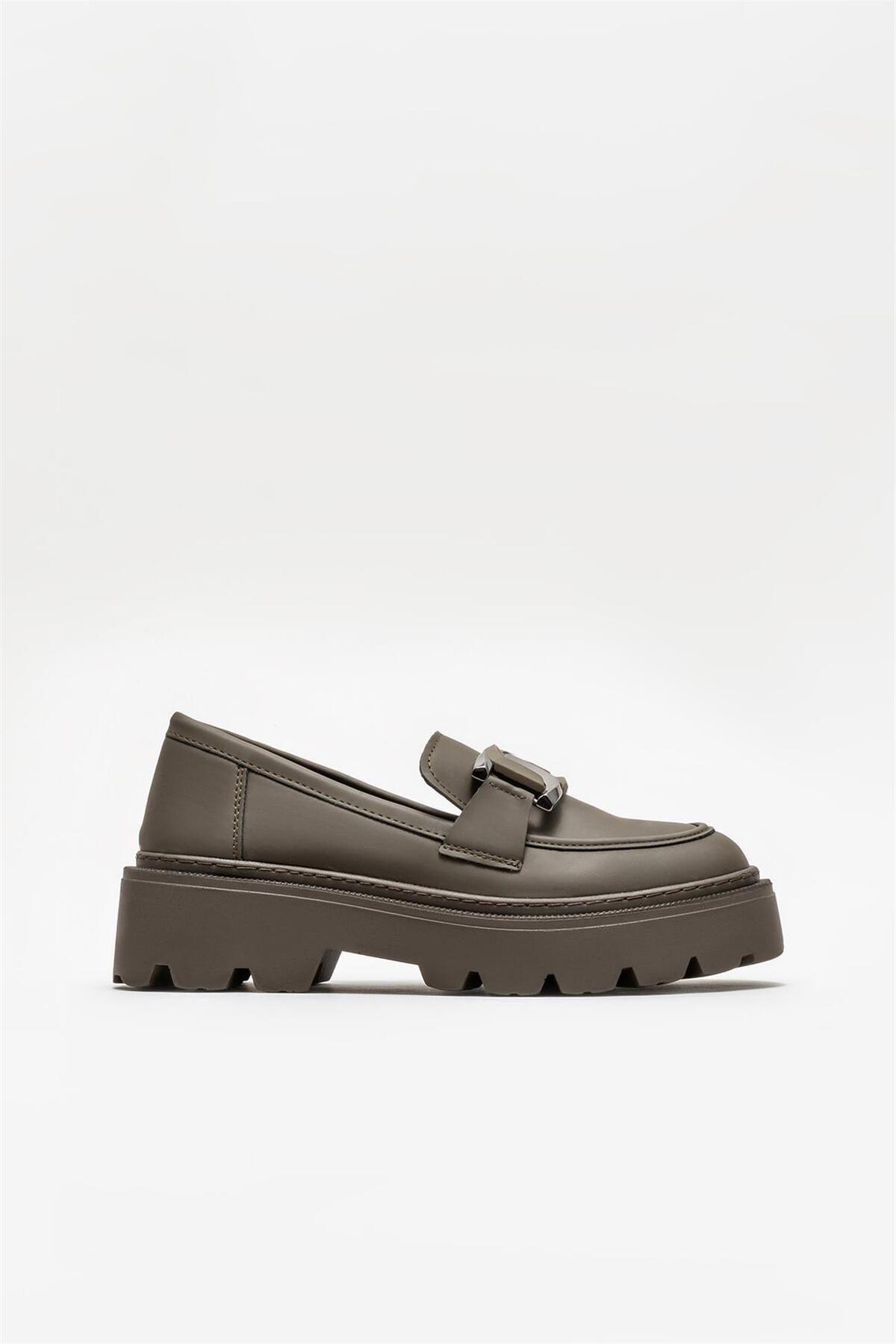 Elle Loafer Shoes Khaki Flat Trendyol
