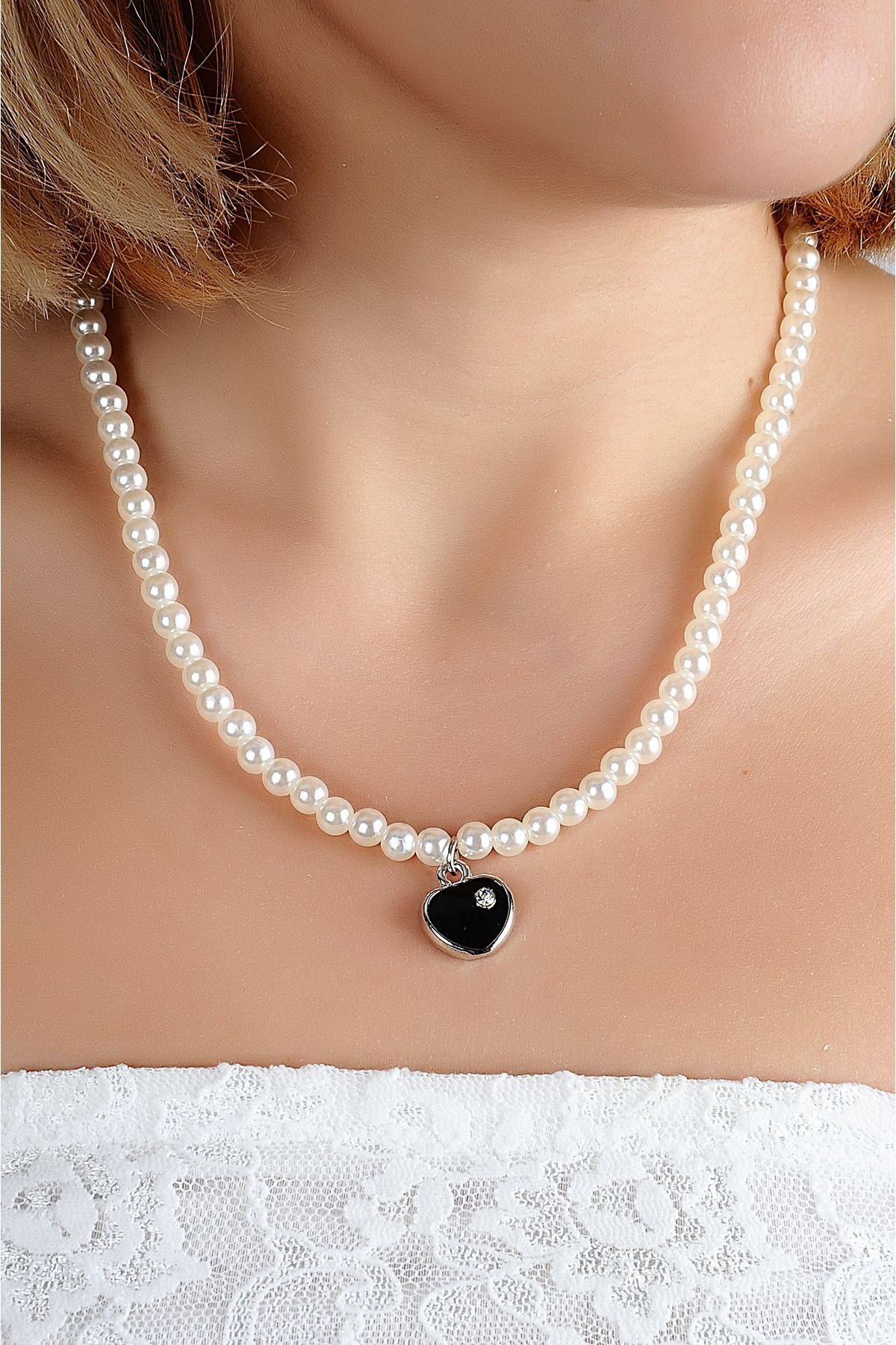 Pearl shop stone necklace