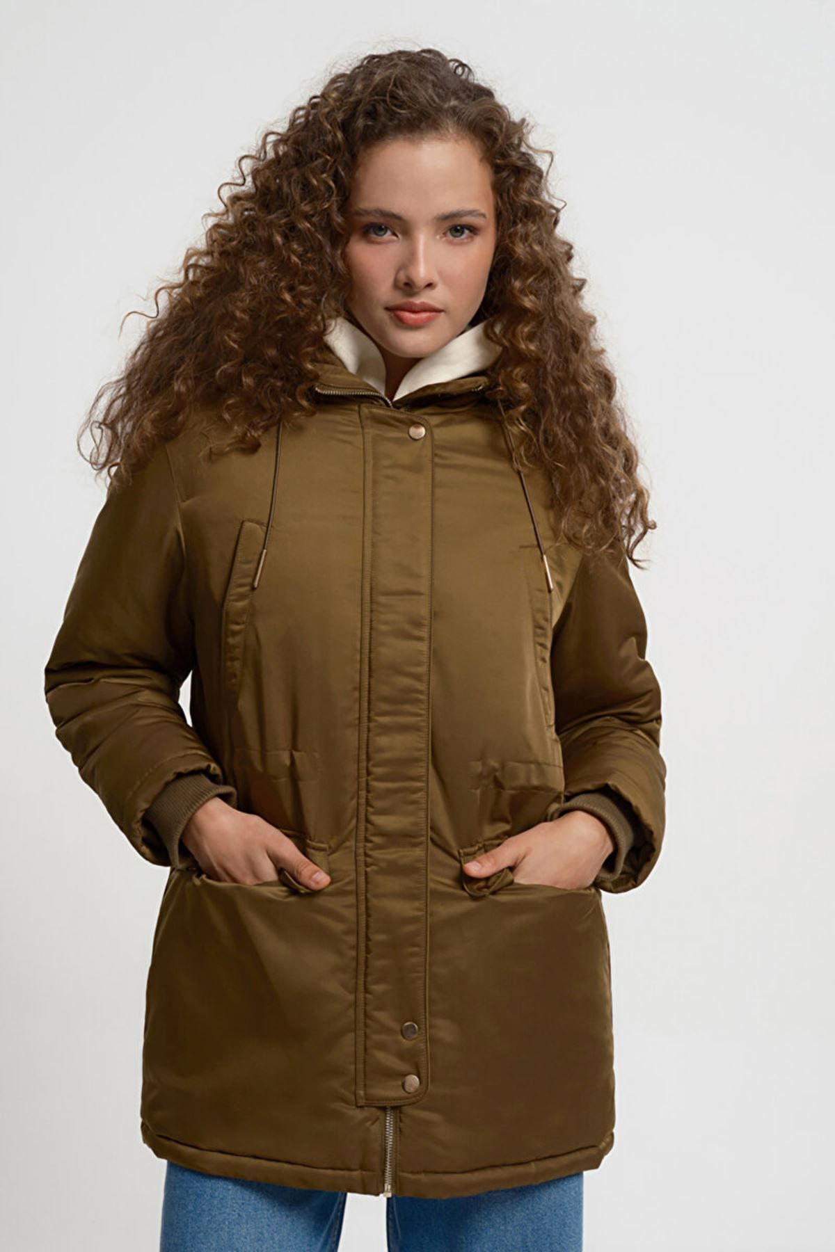 Khaki parka womens hot sale