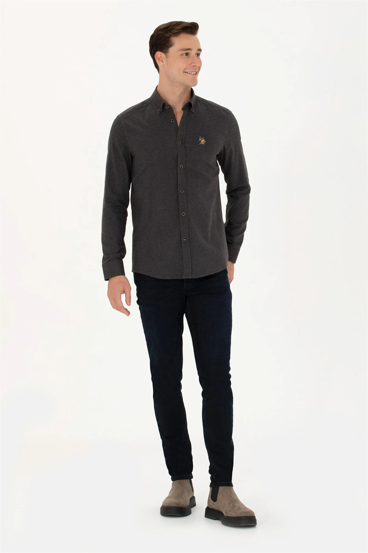 پیراهن مردانه خاکستری یو اس پولو | 1672287 اورجینال - تصویر 4