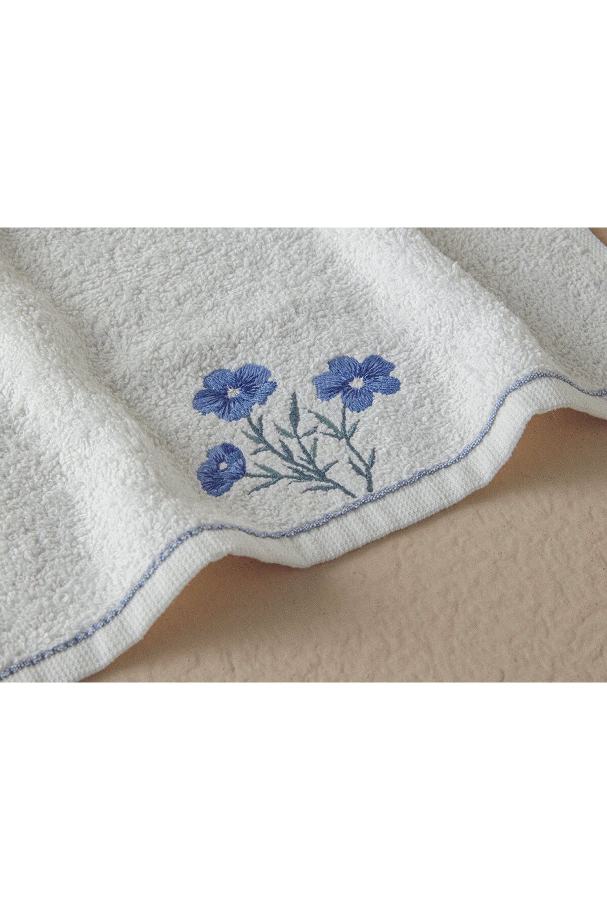 English Home-Set prosoape de față brodate din bumbac Creeper 50x80+30x45 cm Ecru 3