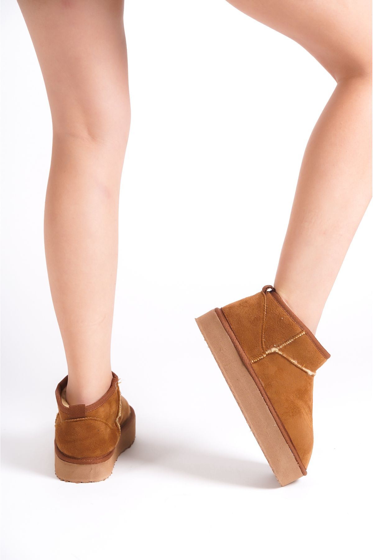 Moda De irmeni Tan Suede Women s Wendy Short Boots with Fur Inside BG1179 116 0002