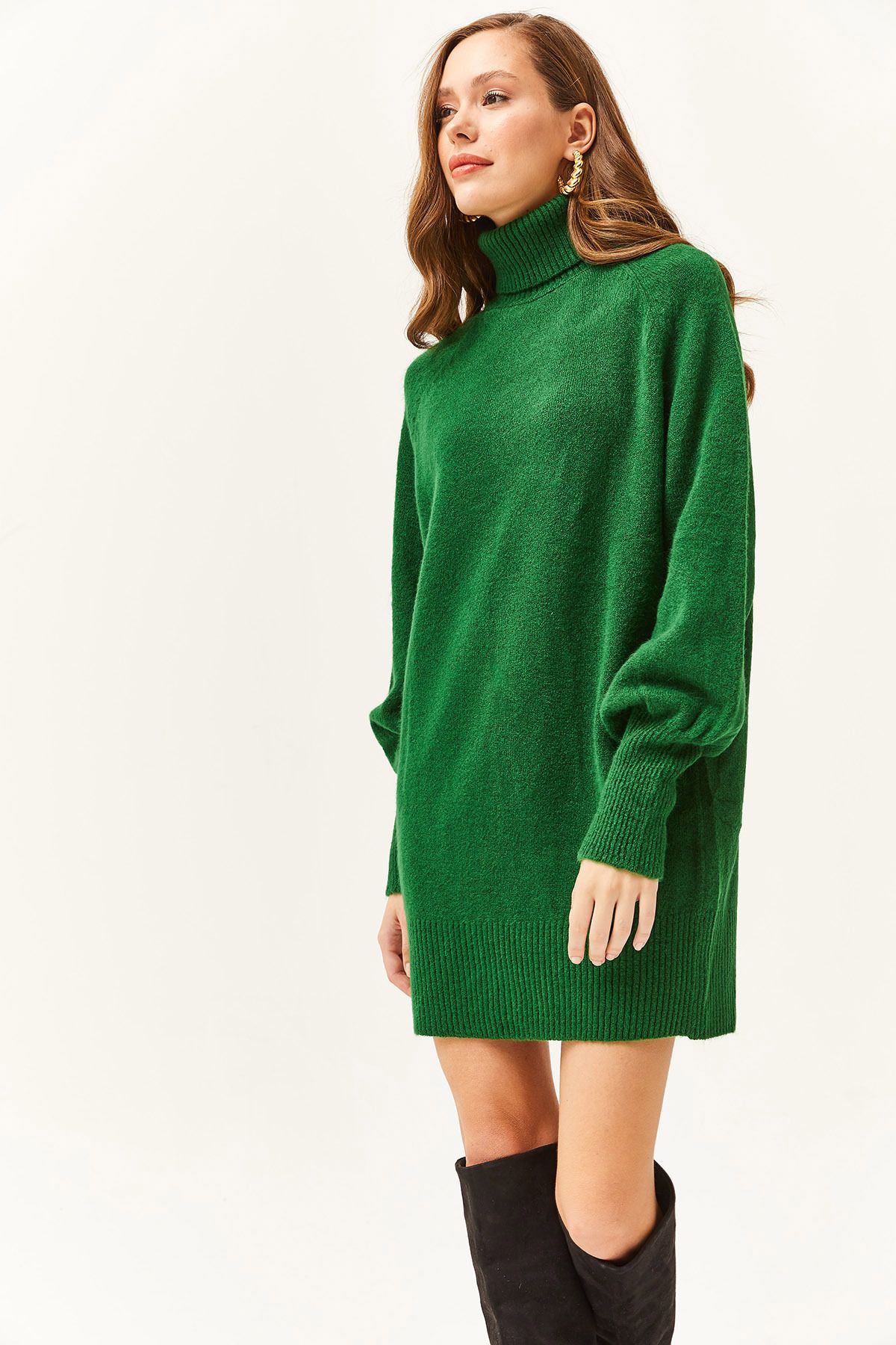 Emerald green turtleneck dress online