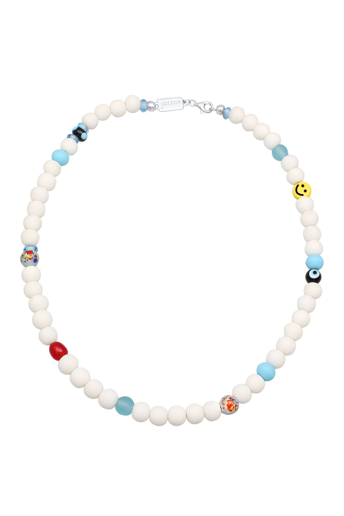 KUZZOI Halskette Smile Emoji Bead Trendyol Glas Perlen 925 Silber - Harz