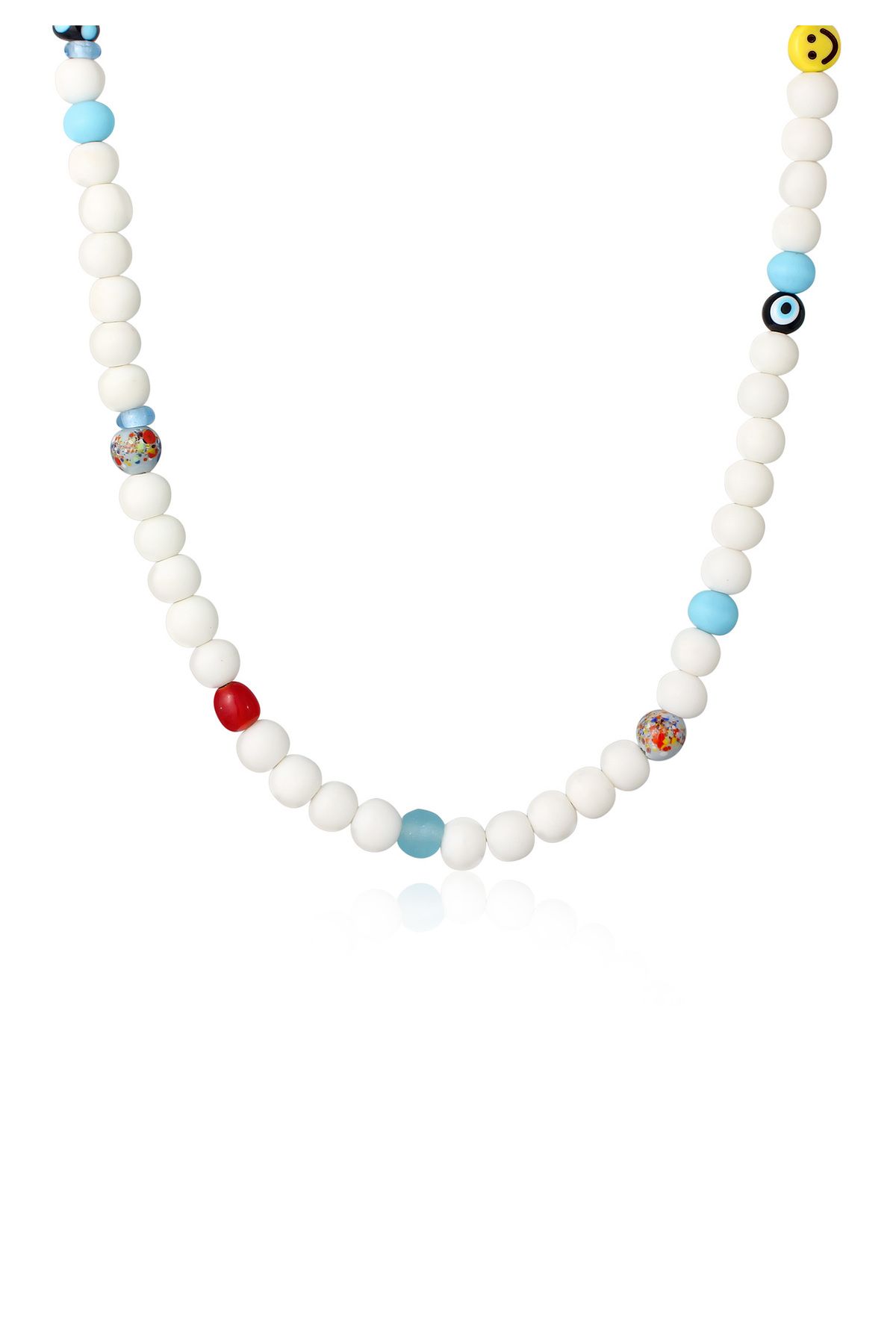 Vorbildlich KUZZOI Halskette Smile Emoji Bead Perlen 925 Glas Harz - Silber Trendyol
