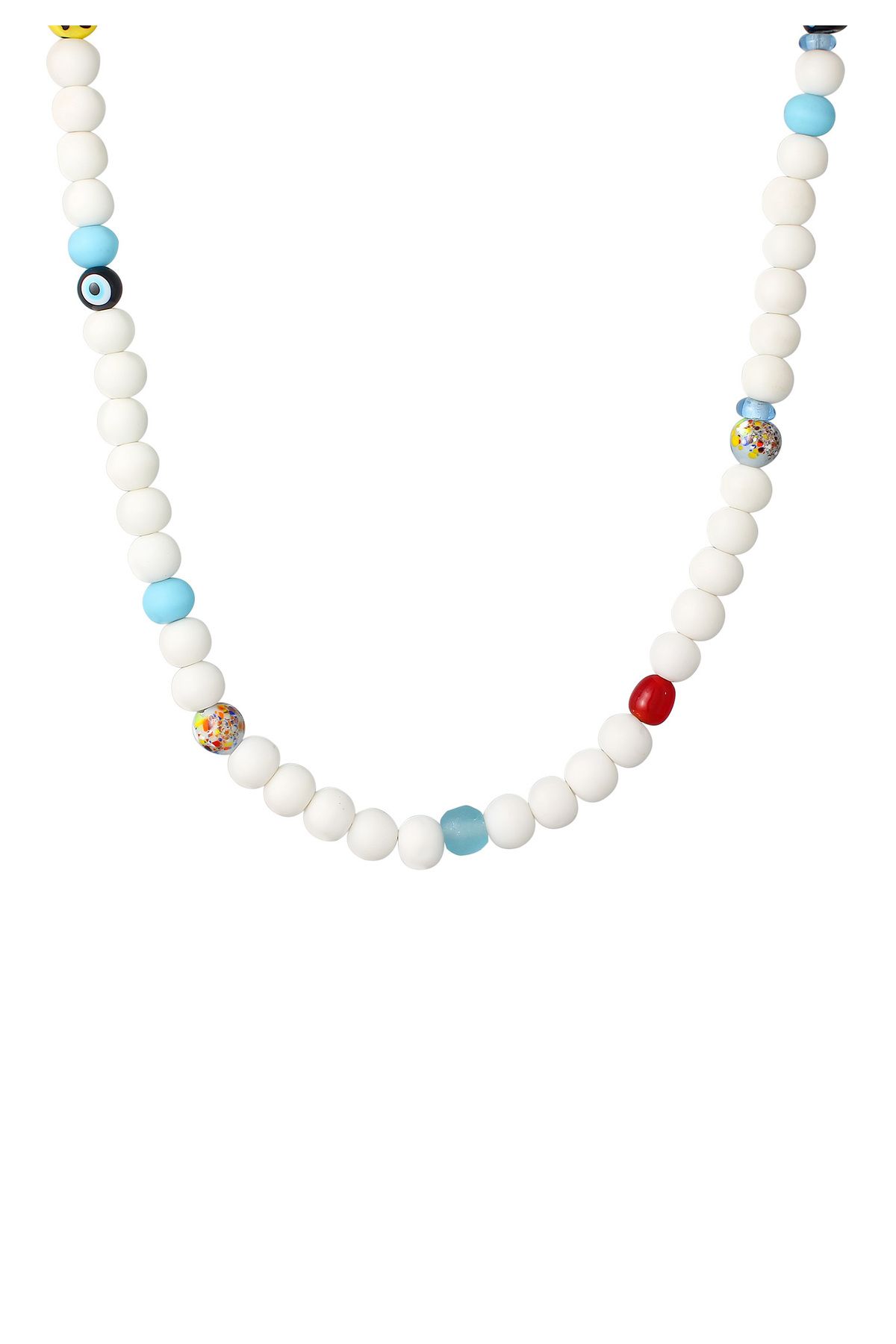 KUZZOI Halskette Smile Silber 925 Harz - Emoji Trendyol Glas Bead Perlen