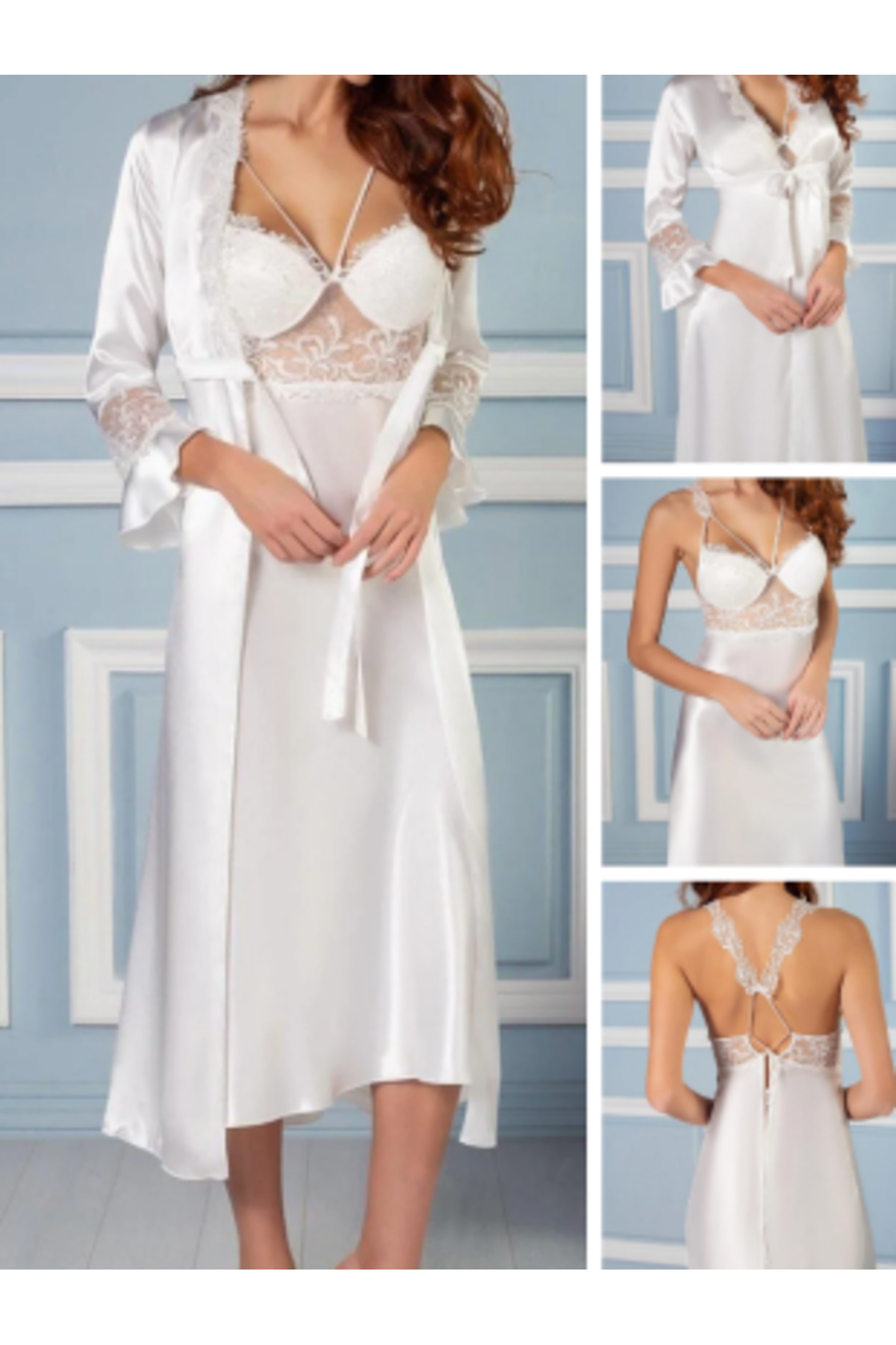 Pierre Cardin Kadın Ekru 6'lı Set Güpürlü Saten (pc6025)