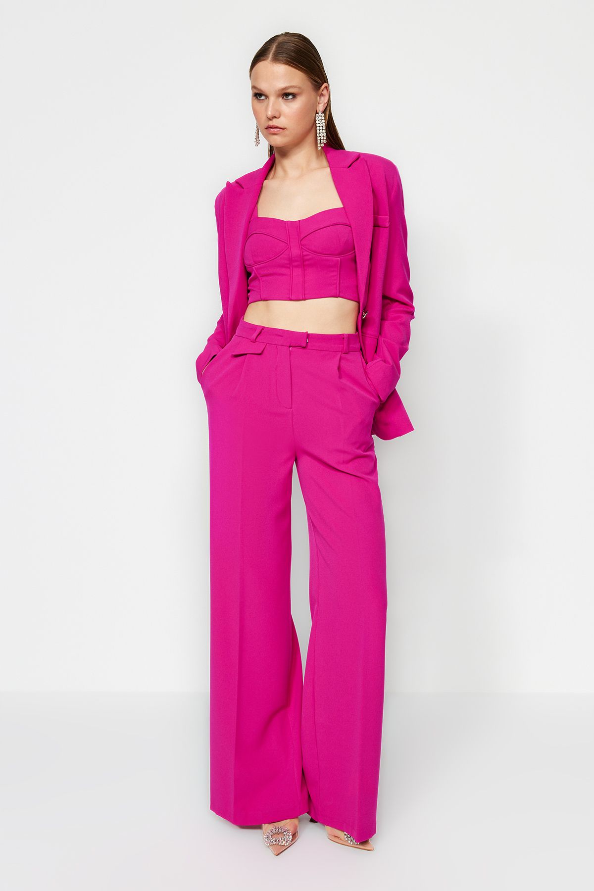 Trendyol Collection Fuchsia Wide Leg Accessory Trousers