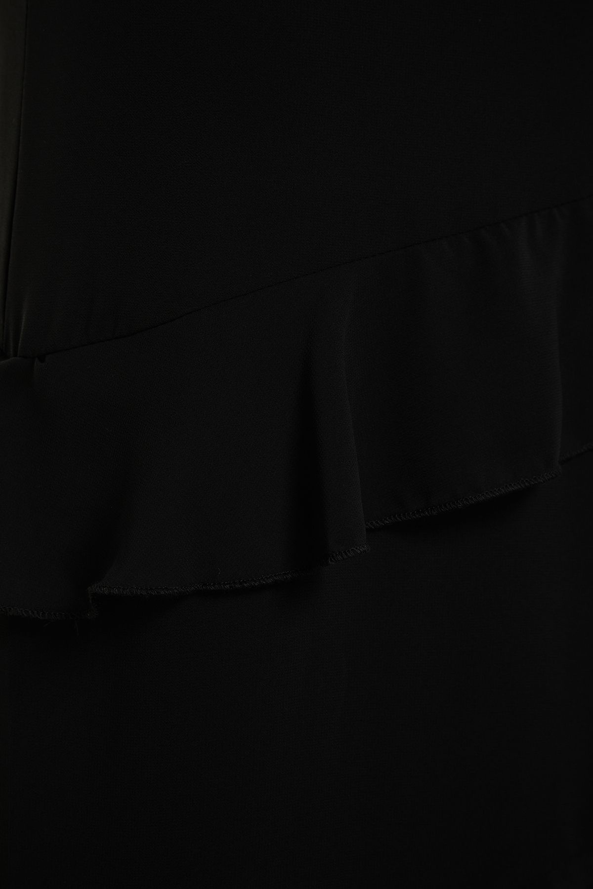 Trendyol Collection-Fustă neagră din șifon midi - Detaliu volantă, țesută, TWOAW24ET00269 8