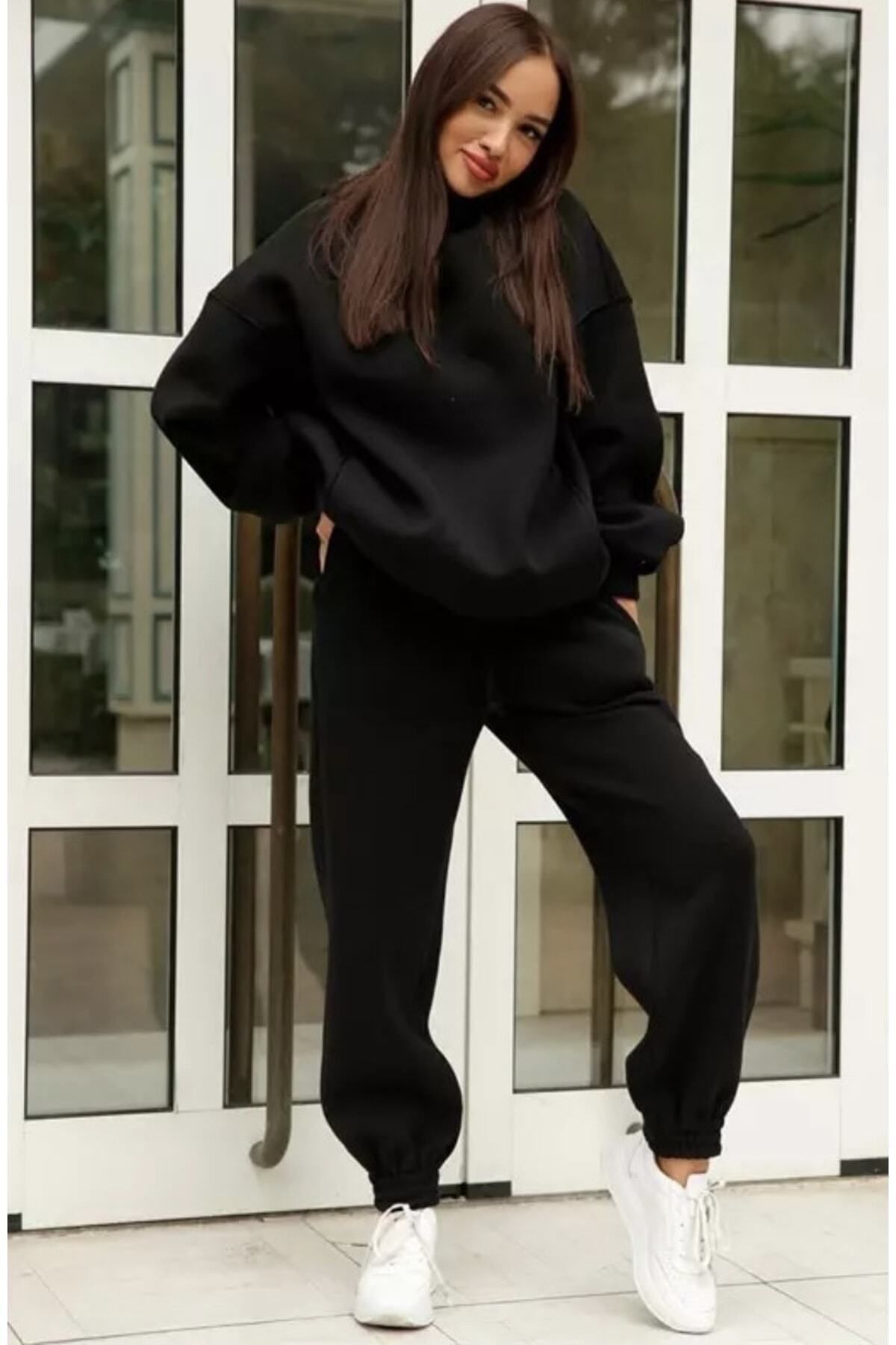 LADY FACE Crew Neck Oversize Winter Tracksuit Set Unisex 2 Thread