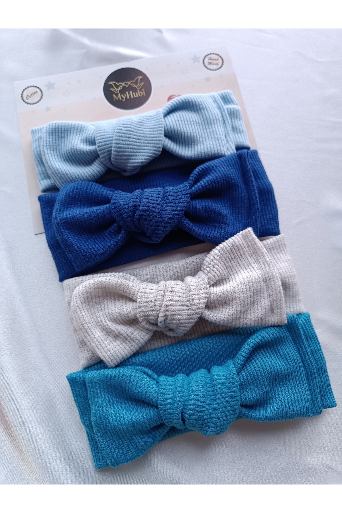 4'lü Kombin El Yapımı Kız Bebek Fiyonk Bandana