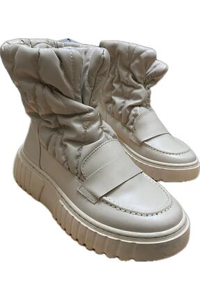 GK G&K Shoes Kadın Deri Bot Bej 428