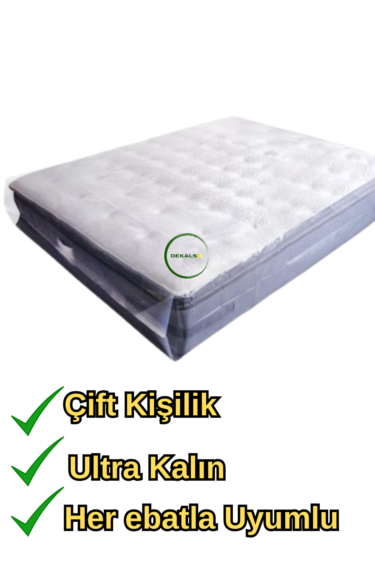 Dekals Çift Kişilik 214x260 Cm Su Geçirmez Yatak Koruyucu Naylon Taşıma Paketleme Depolama Ambalaj Poşeti