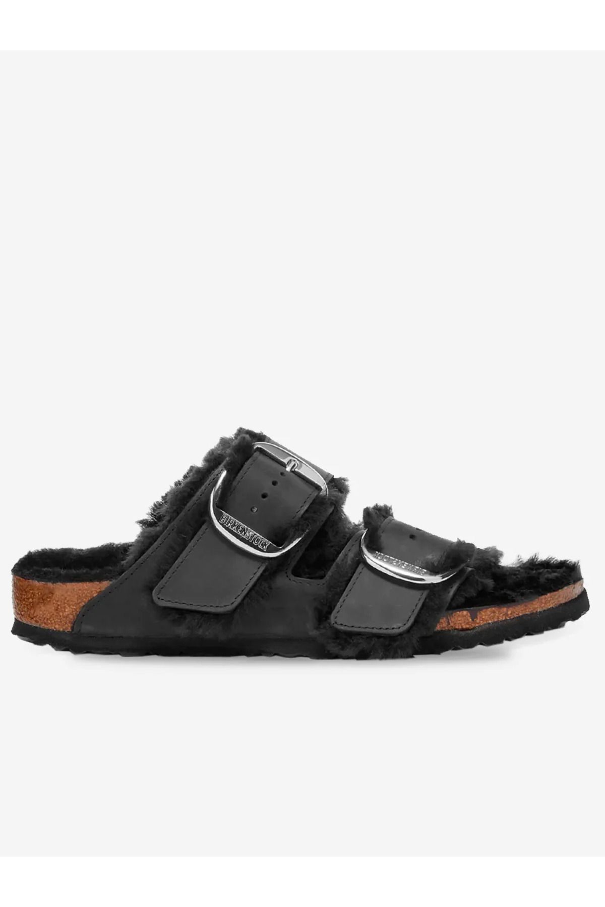دمپایی مشکی زنانه Shearling Leoi با سگک بزرگ آریزونا 1020138-20026 Birkenstock
