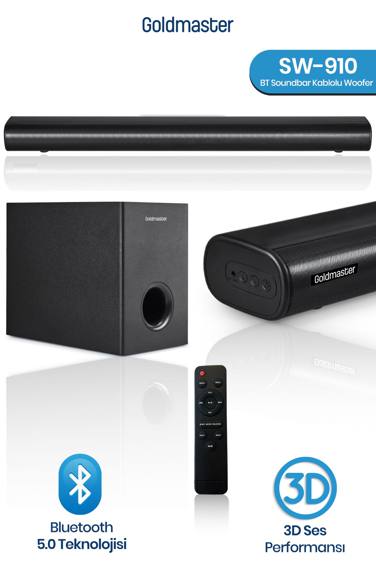 GOLDMASTER SW-910 Kablolu Soundbar Woofer Bluetooth HDMI Ses Sistemi