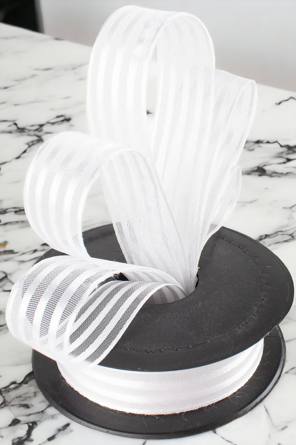 Chiffon White Ribbon 2.5 Cm Ribbon 20 Mt