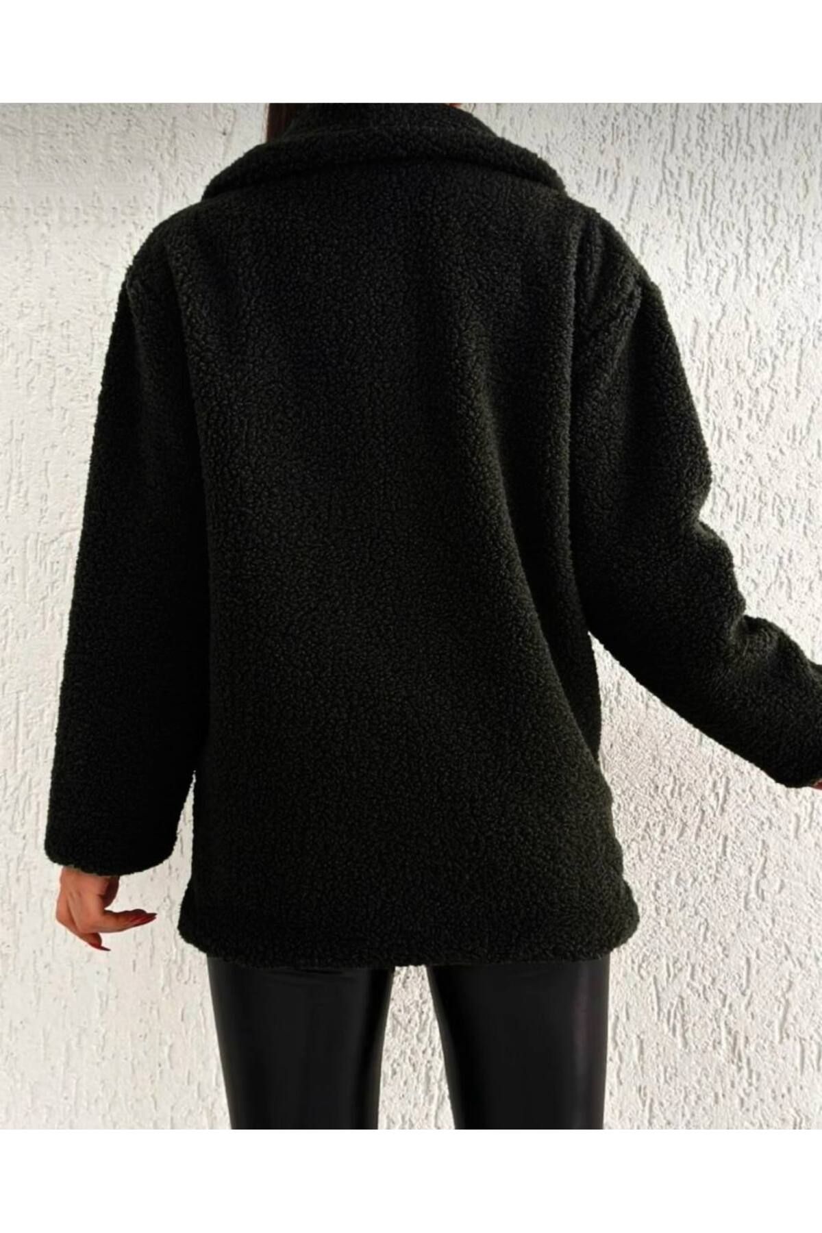 Cacha Fashion Four Button Plush Coat Trendyol