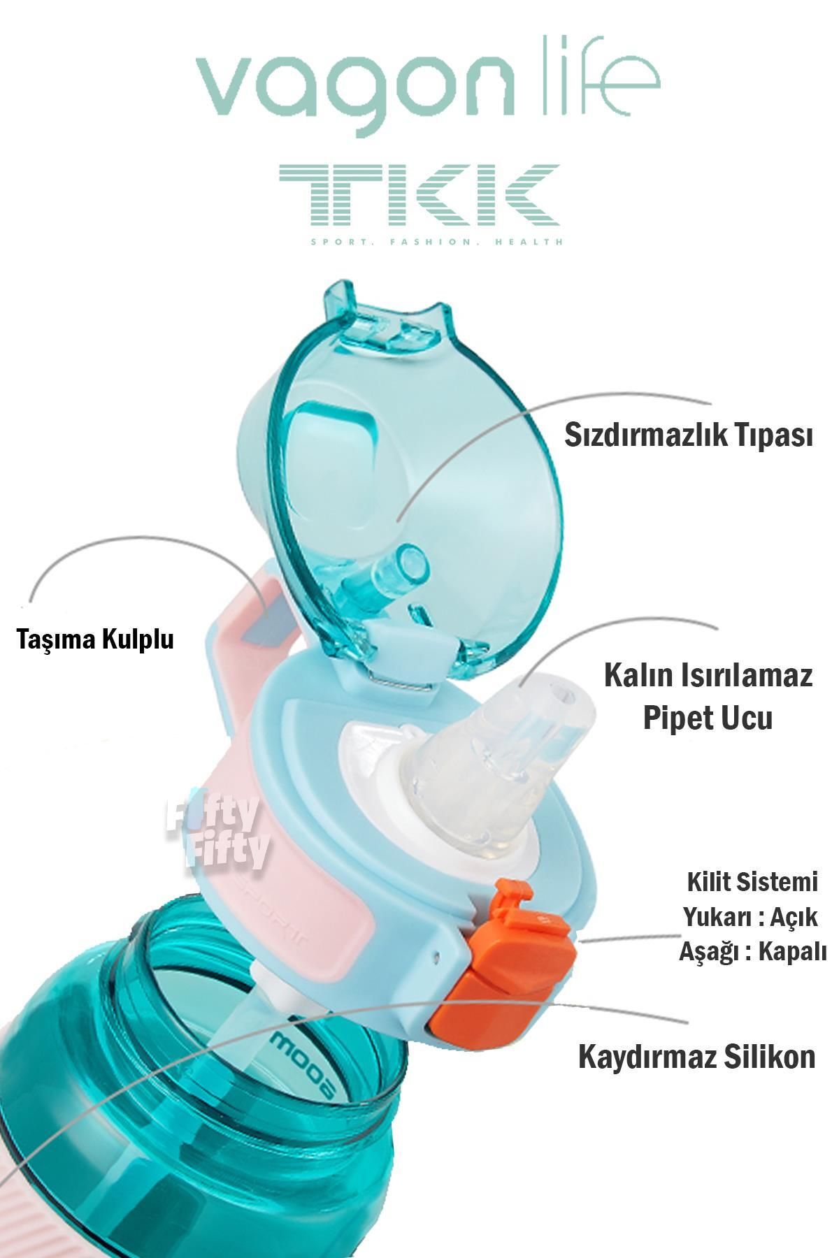 Vagonlife-TKK 800 ML Thick Non-Bite Straw Bpa-Free Tritan Water Flask with Carrying Handle FFTKK1003-800ML 6