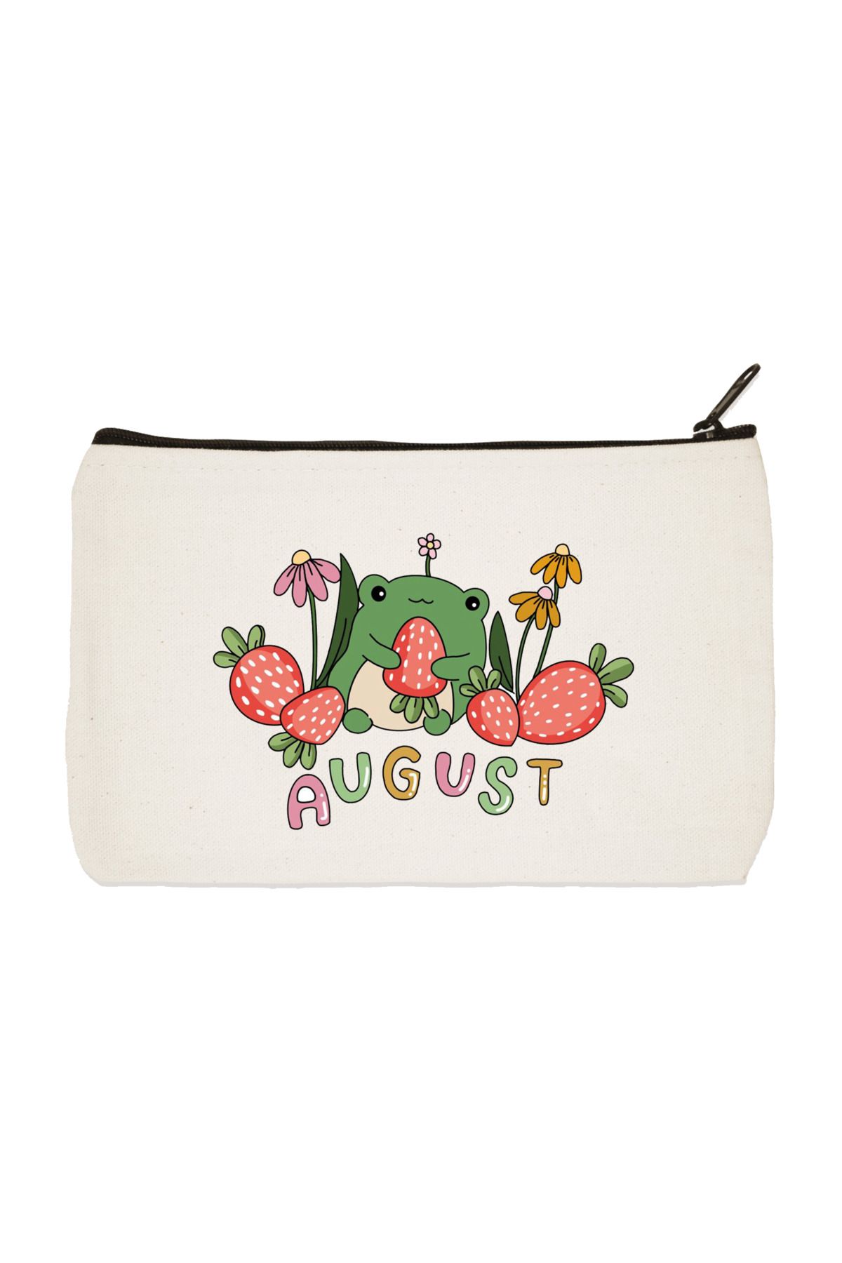 designedfy Geantă De Machiaj Din Pânză Imprimată August Frog, Suport Pentru Stilou, Geantă De Mână - One Size