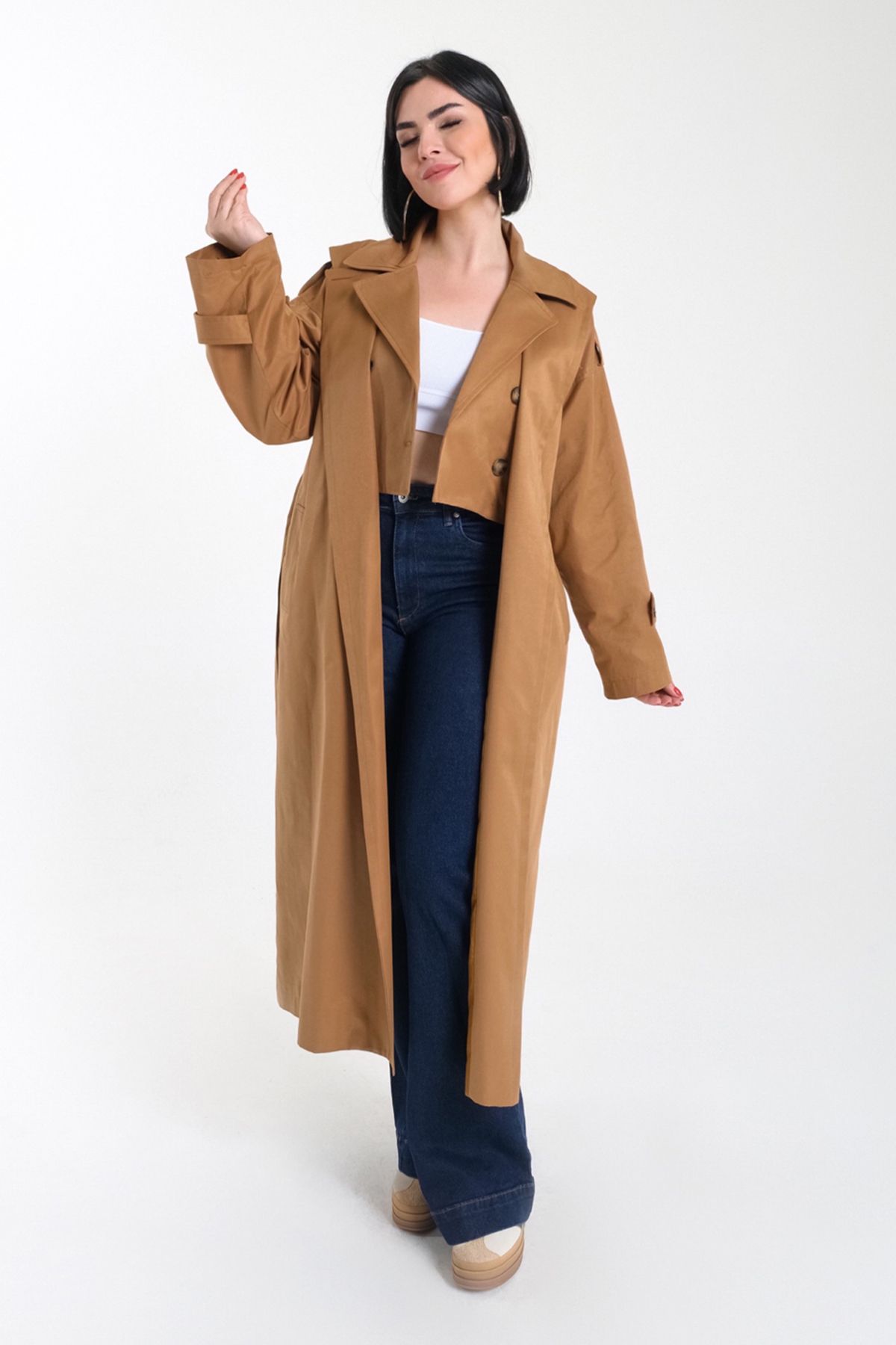 SADE-Design three different-use coffee Trench Coat 7
