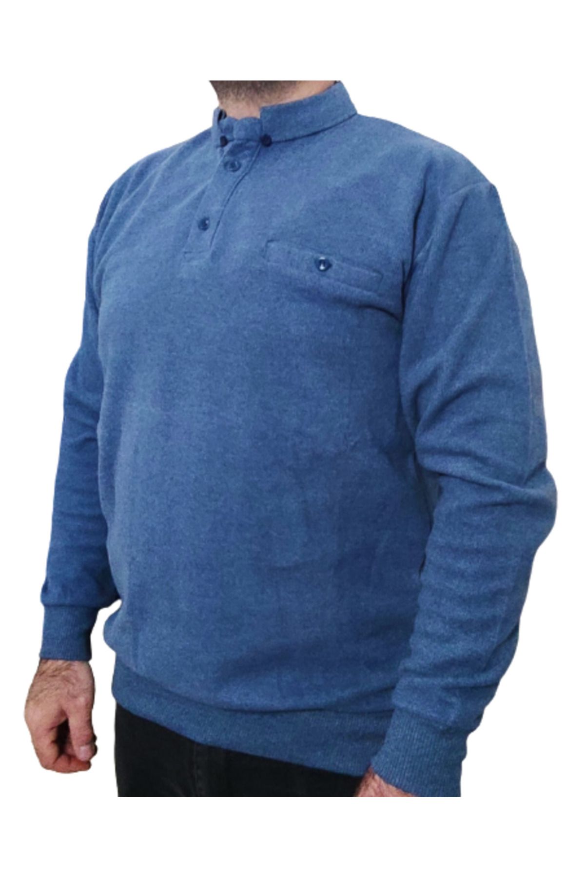 Ünal Giyim-LARGE SIZE BATTAL POLO COLLAR POCKET SELANIC Pullover 2