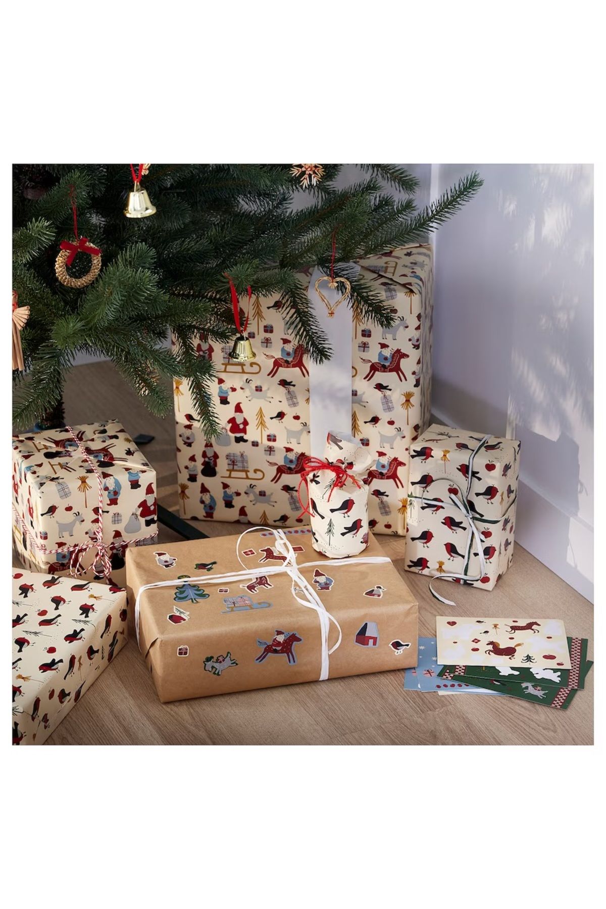 IKEA-VINTERFINT Set of 2 Santa Claus Bird Patterned Roll 6 Mt Gift Package Paper Wrapping Paper Paper 3