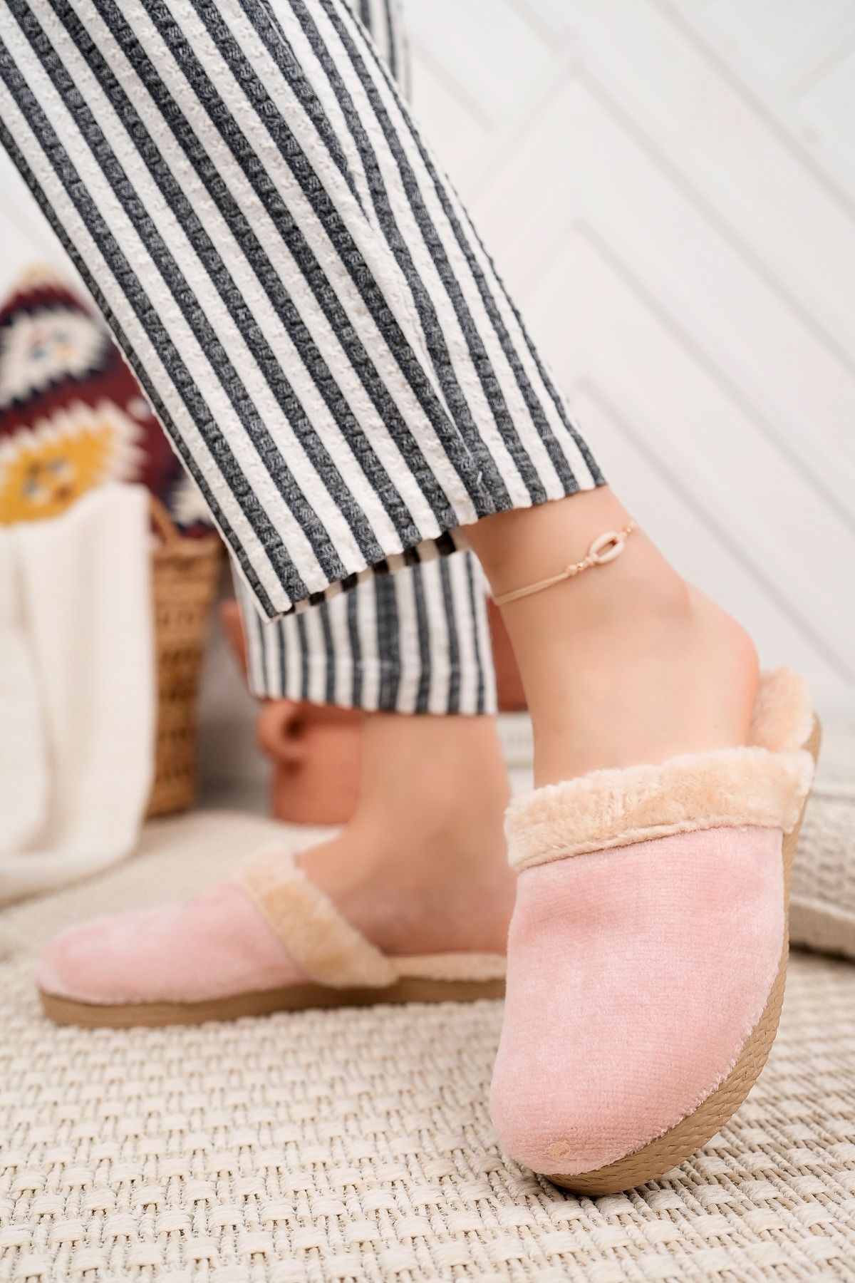 Modaf rsat Winter House Slippers Pink Plush Woolen Women s