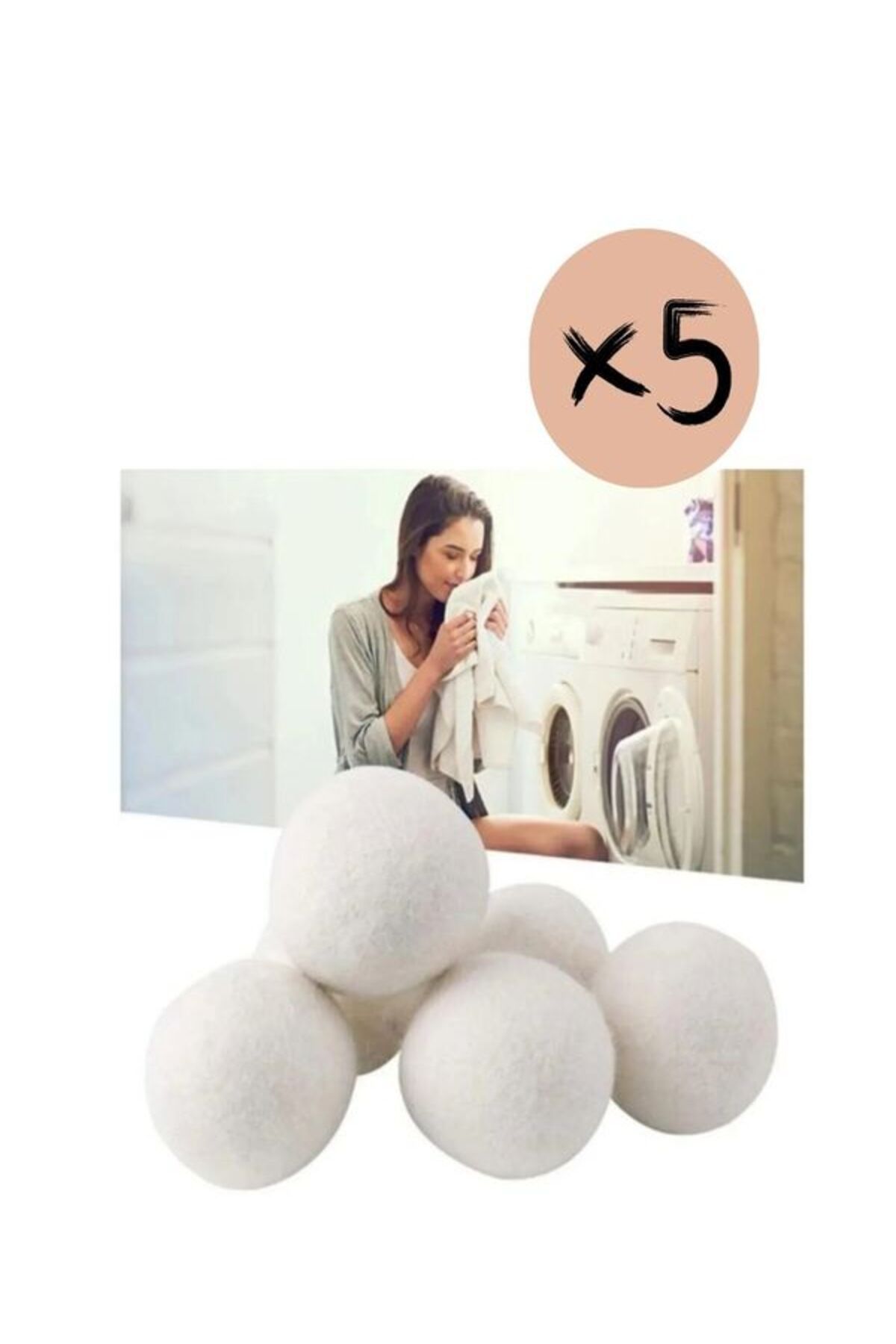 eco ball-كرات تجفيف الصوف المنقي الطبيعي 5 قطع كرات تجفيف الملابس 7 سم 7