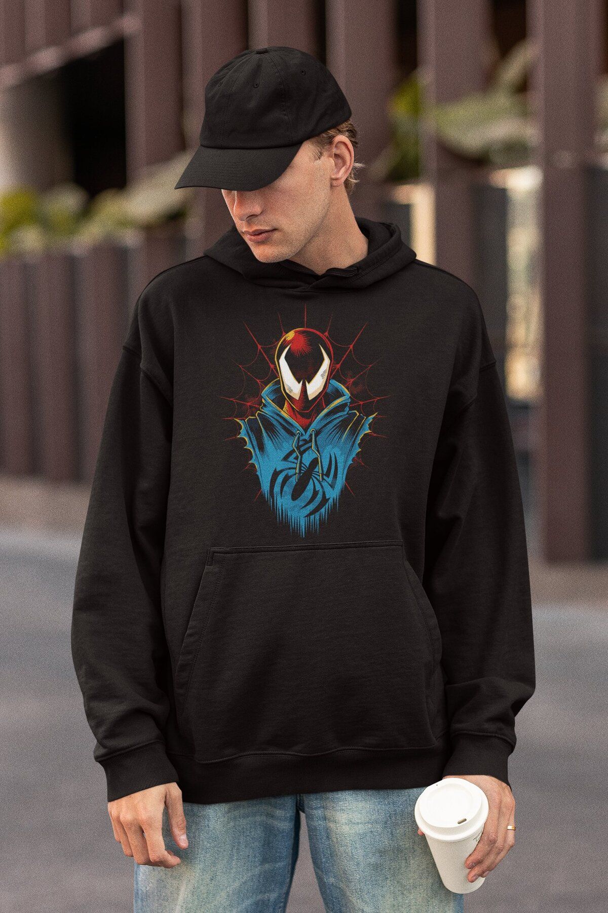 Fuddy Moda Scarlet Spider Printed Hoodie Sweatshirt Unisex