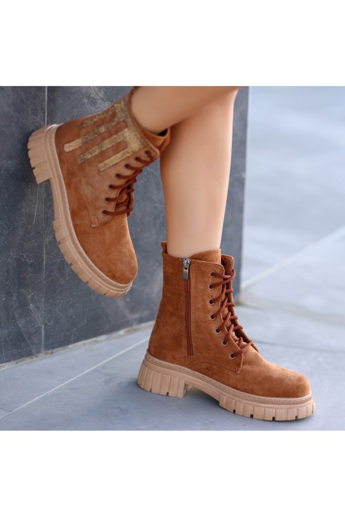 Alana Taba Süet Bağcıklı Bot