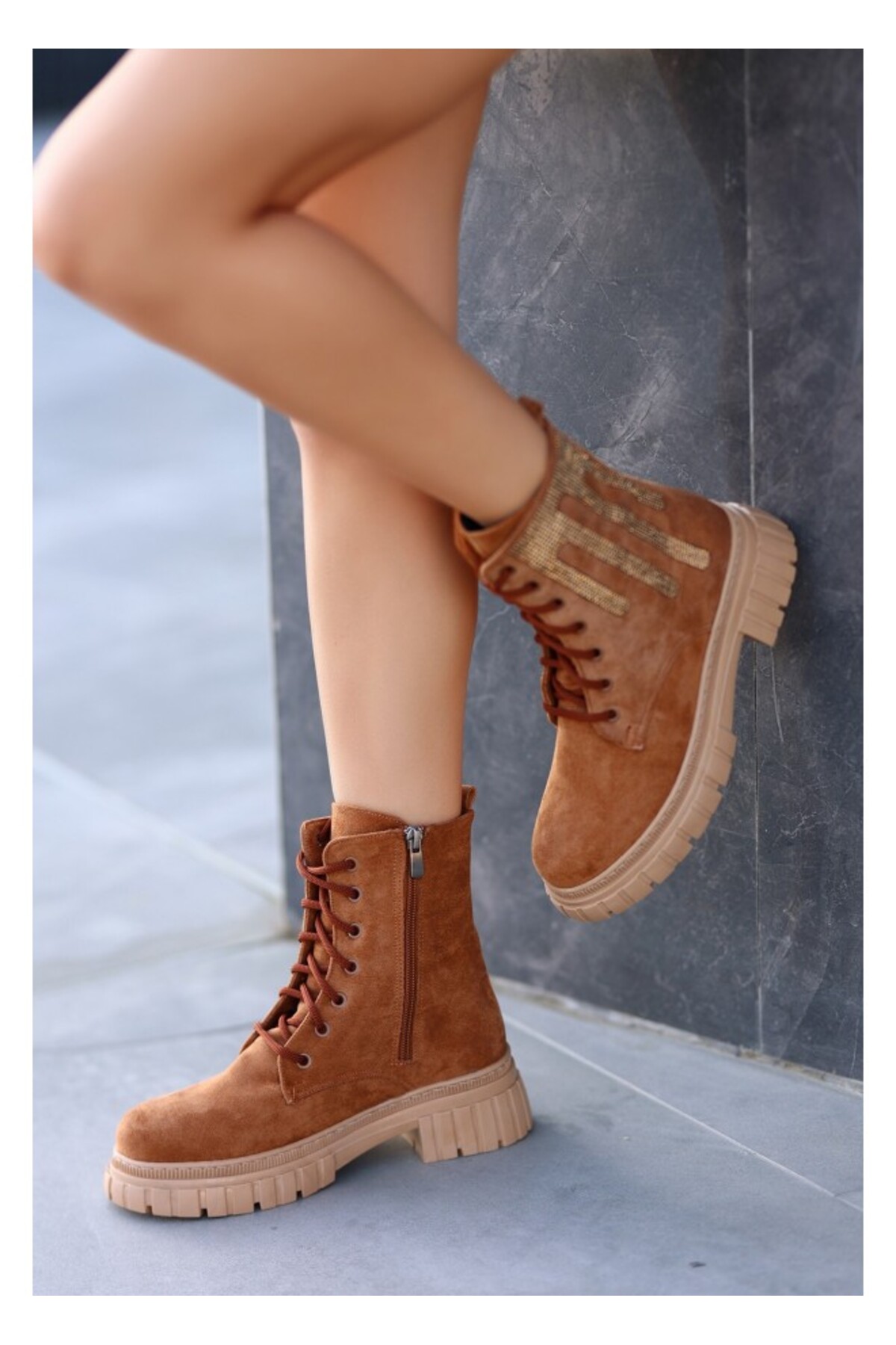 Alana Taba Süet Bağcıklı Bot