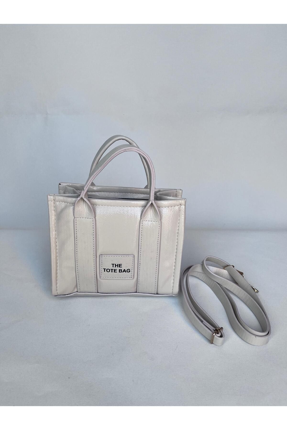 Beige patent clearance leather handbag