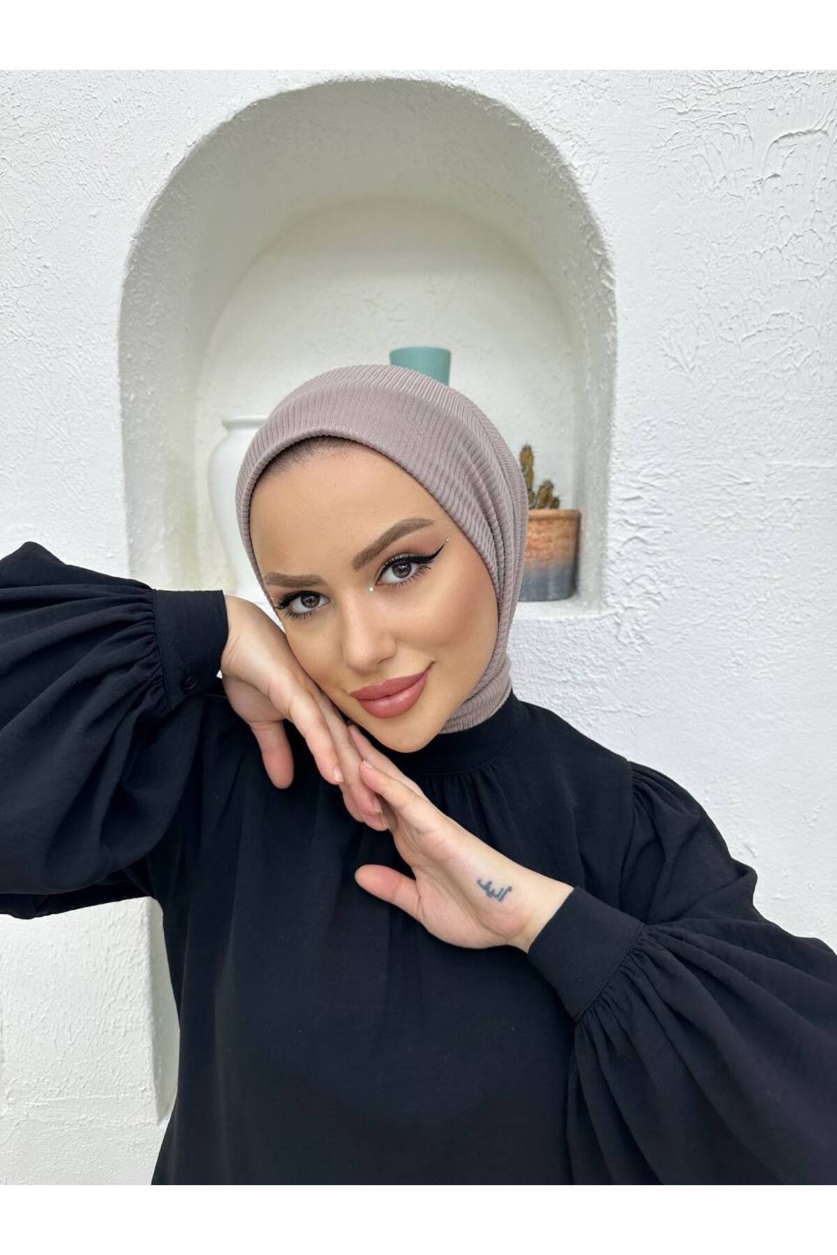 useev Readymade Shawl Snap Fastener Vision Striped Cotton Shawl Hijab