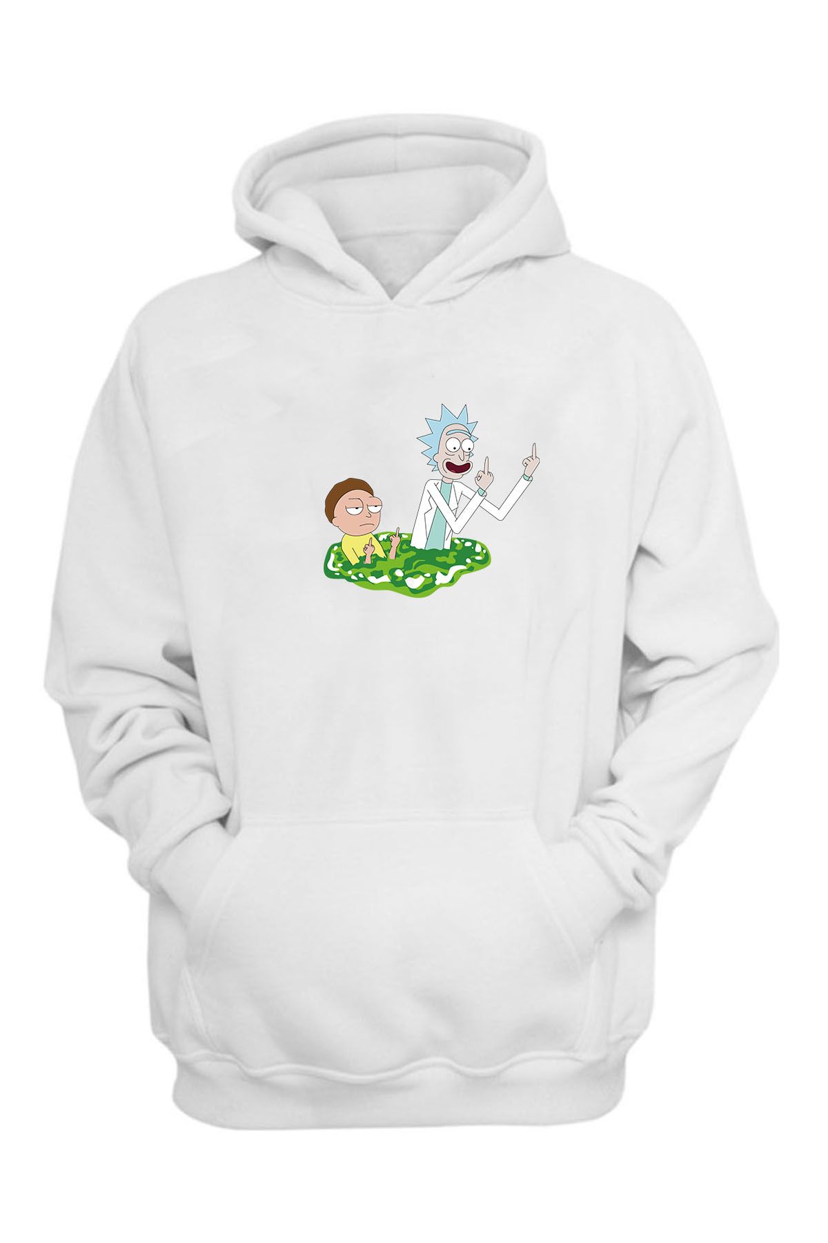 THEWERT Hanorac Unisex Rick Și Morty Rick Sanchez Cu Degetul Mijlociu, Alb, Cu Ajustare Normală Unisex - S