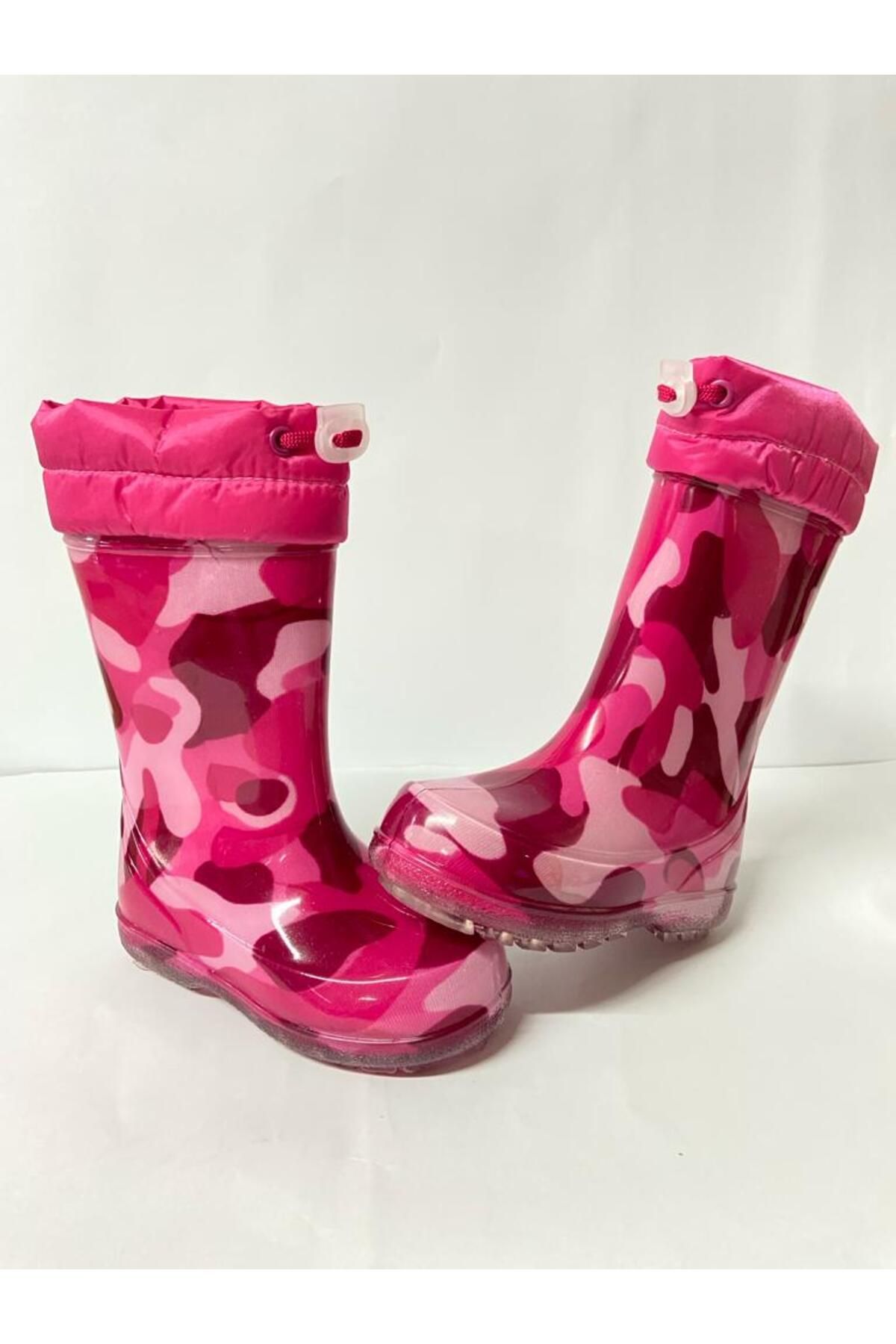 Pink camo rain top boots