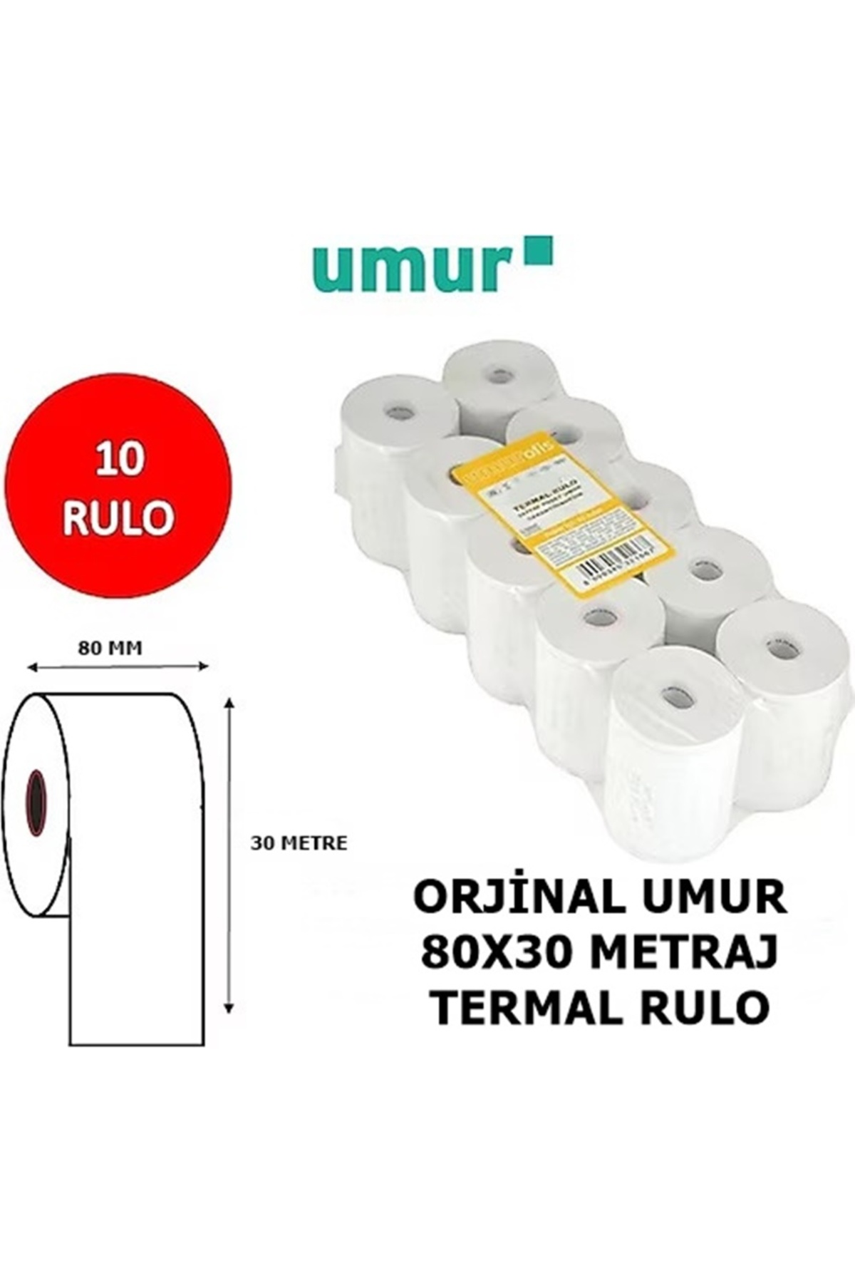 SEYFİKİRTASİYE 10 ADET Termal Rulo 80X30 METRE UMUR Fiyatı, Yorumları ...