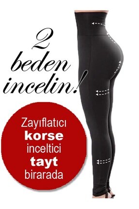 SLIM TIME SHAPER Yüksek Bel Korse Tayt  Kaydırmaz Silikon Bantlı Sıkılaştırıc...