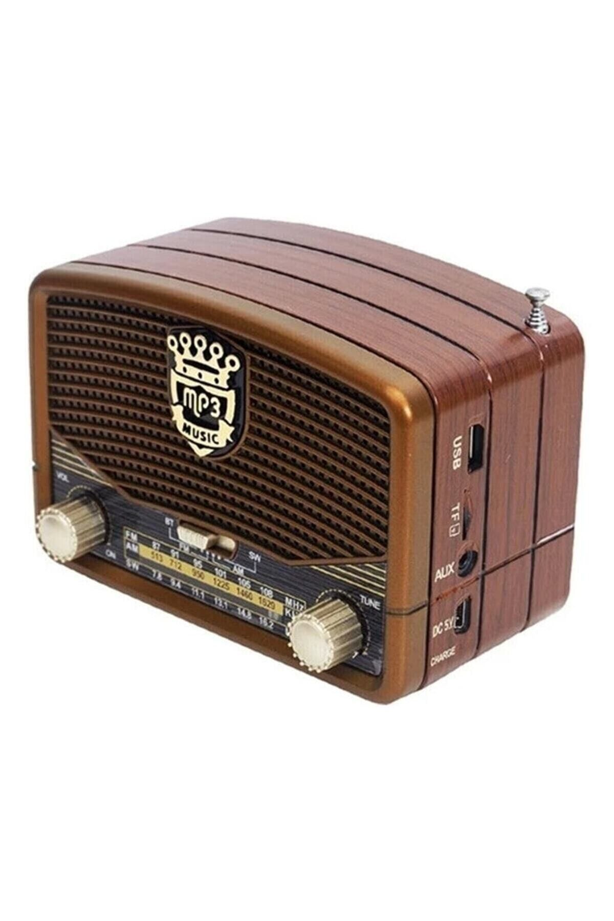 2 Yıl Rt-307 Bluetooth, Usb/sd/fm/aux Ahşap Nostalji Müzik Kutusu Kahverengi