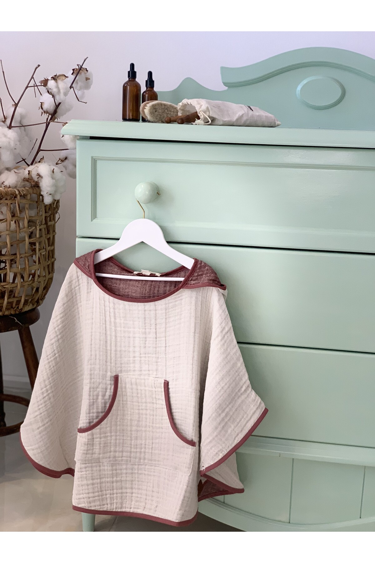 ORGANIC SPECIAL WOVEN 4-PLY MUSLIN CHILDREN 'S PONCHO - NATURAL SERIES