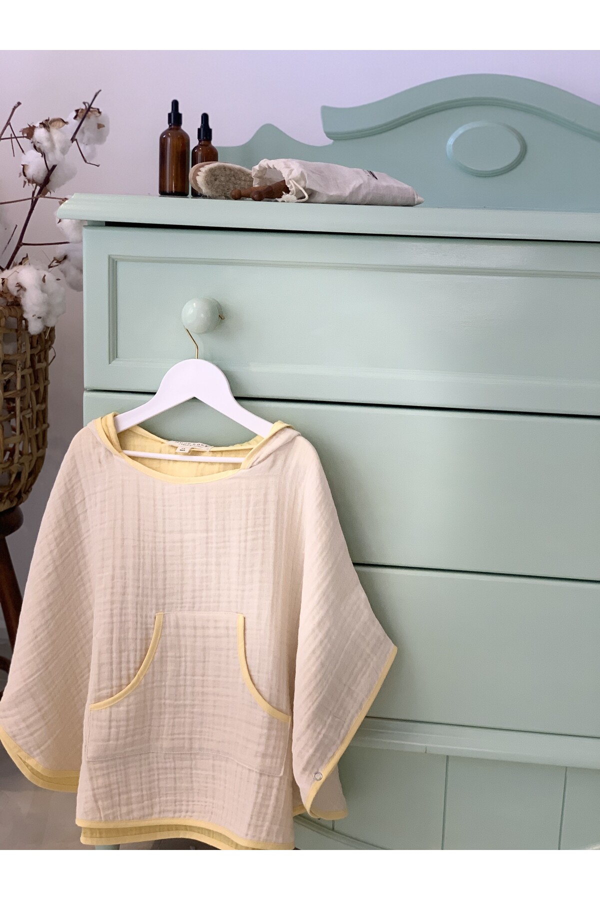 ORGANIC SPECIAL WOVEN 4-PLY MUSLIN CHILDREN 'S PONCHO - NATURAL SERIES