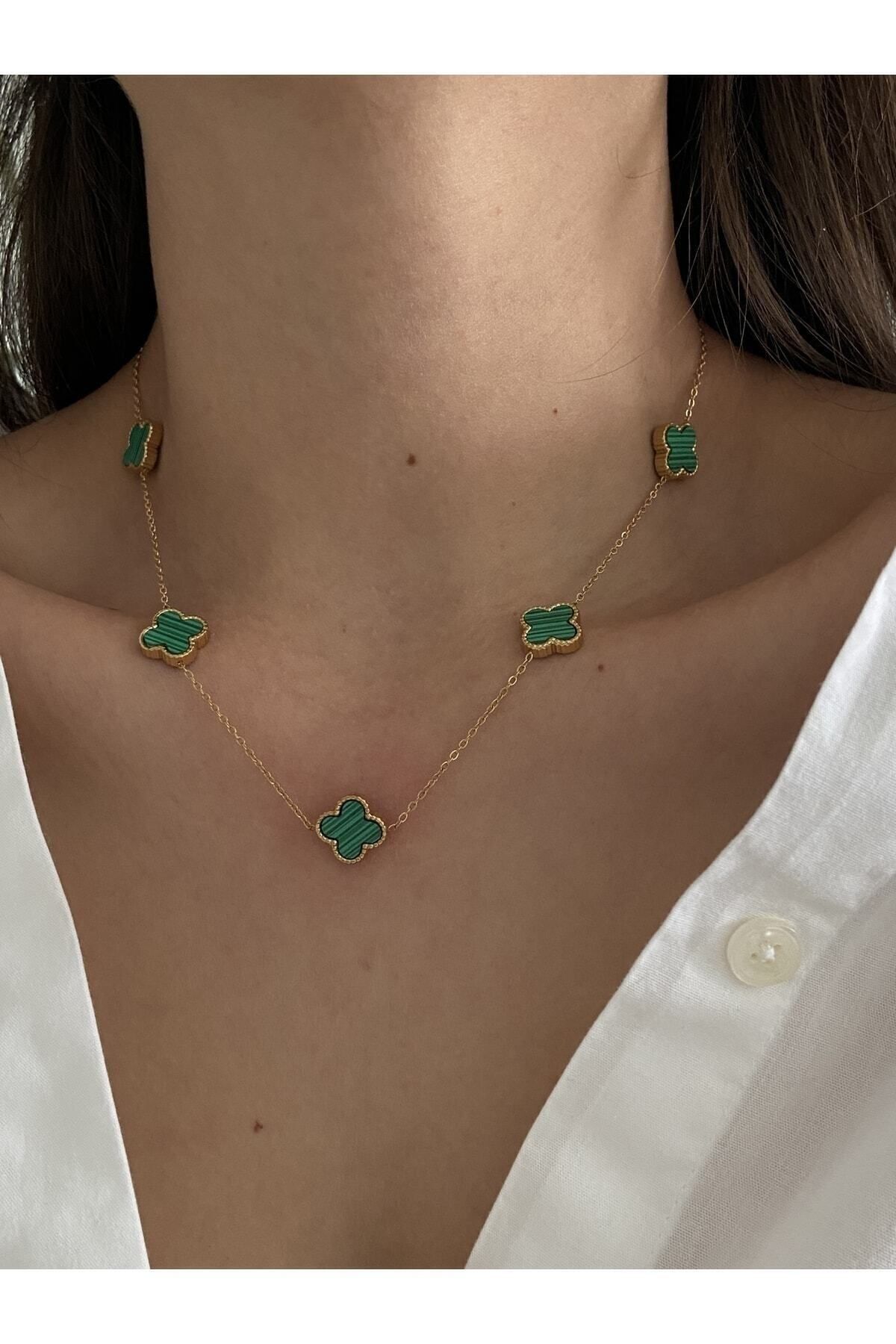 Nola Aksesuar Steel Gold Green Five Clovers Van Cleef Arpels