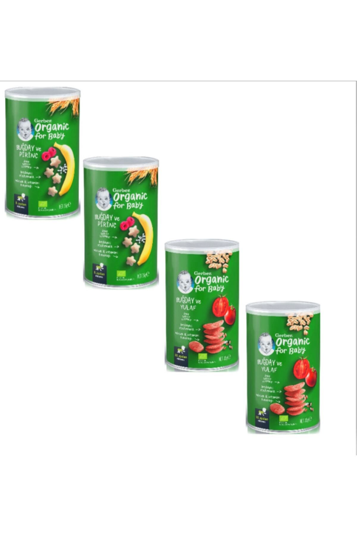 GERBER Organik Muzlu Ve Domatesli Bebek Atıştırmalığı 35gr*4adet( Karma Paket)