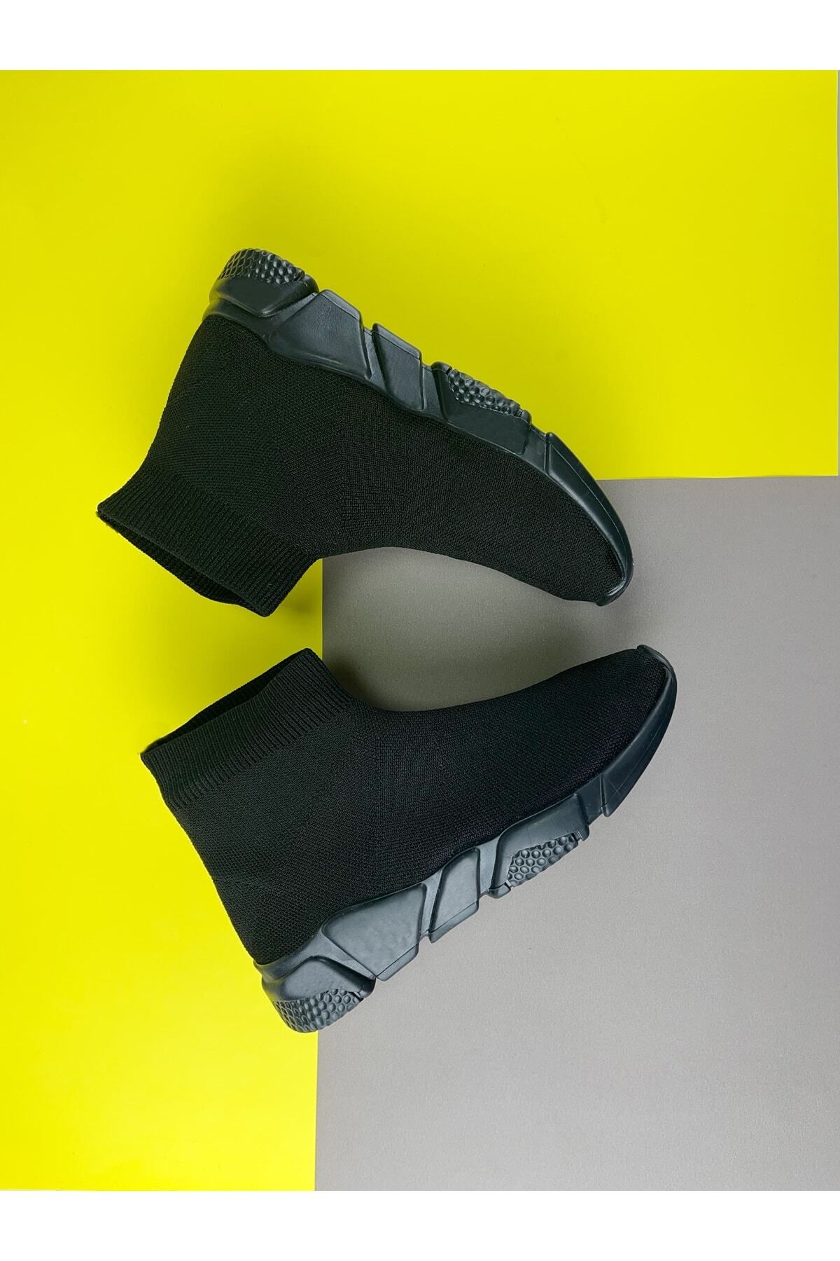 Orvimo Black Unisex Knitwear Shoes Stretch Socks Sneaker Casual