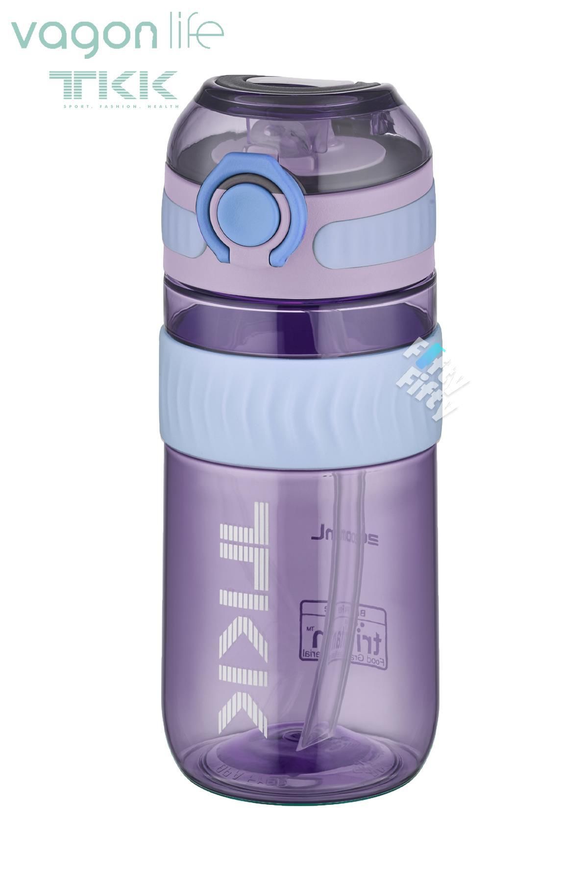 قمقمه کمپ بنفش TKK 550 ML Pipetli BPA دسته حمل و نقل بدون آب Tritan جریان FFTKK1016 550mlpiped Vagonlife
