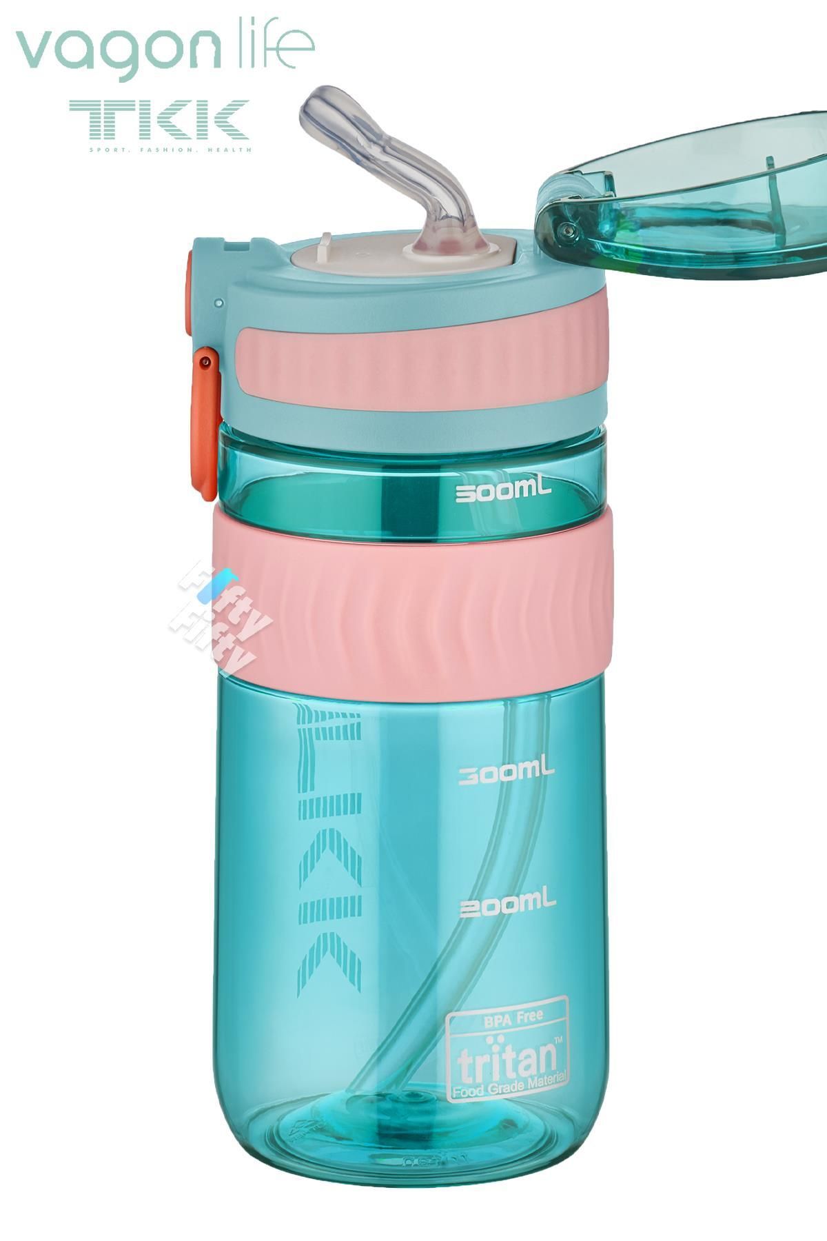 قمقمه کمپ آبی TKK 550 ML Pipetli BPA دسته حمل و نقل بدون آب Tritan جریان FFTKK1016 550mlpiped Vagonlife