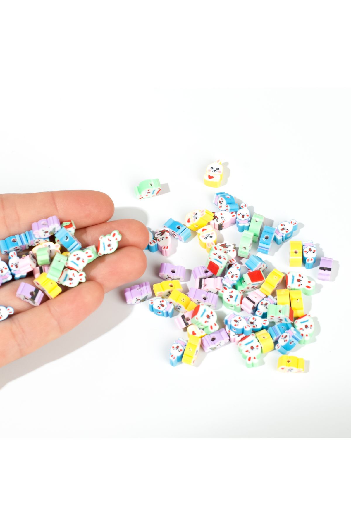yfhobi-10 PCS - POLYMER FIMO BEADS, MIXED COLOR RABBIT PATTERN POLYMER CLAY BEADS. 1. QUALITY 4